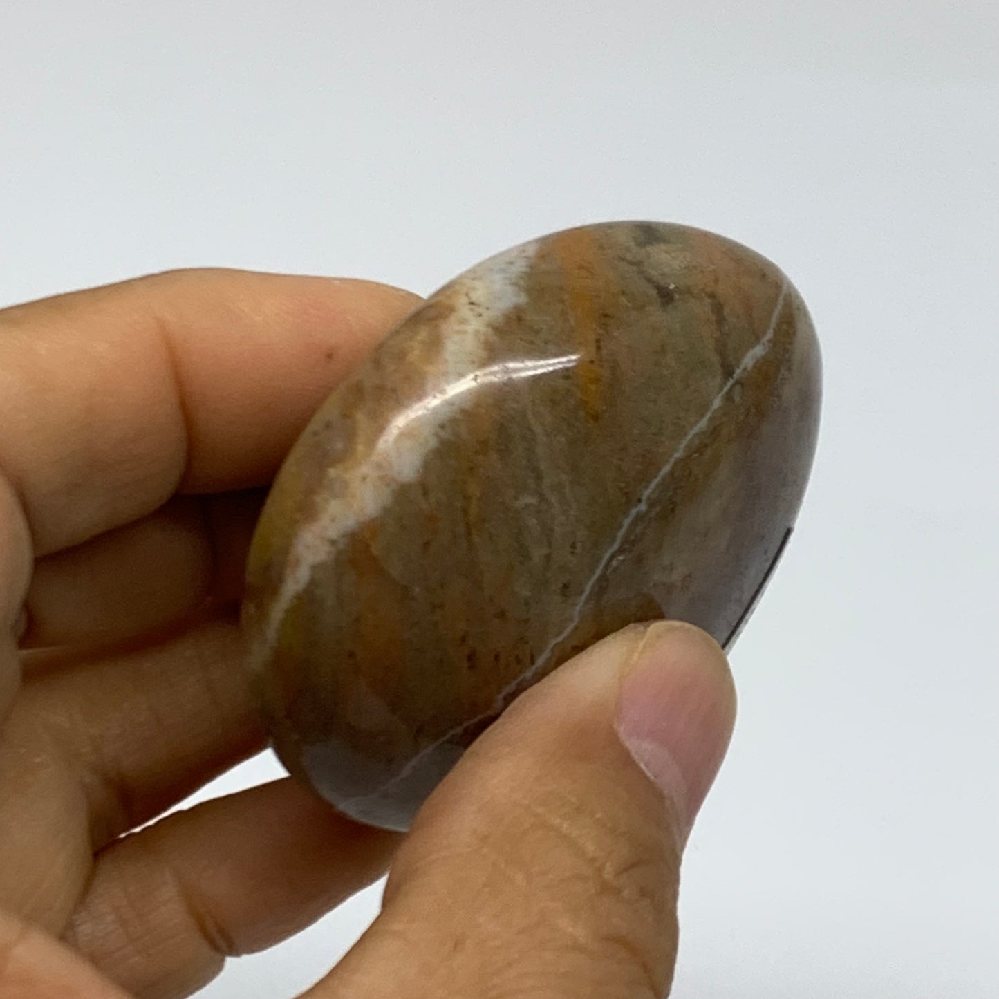91.6g, 2.1"x2"x0.9" Natural Ocean Jasper Palm-Stone Orbicular Jasper, B38220