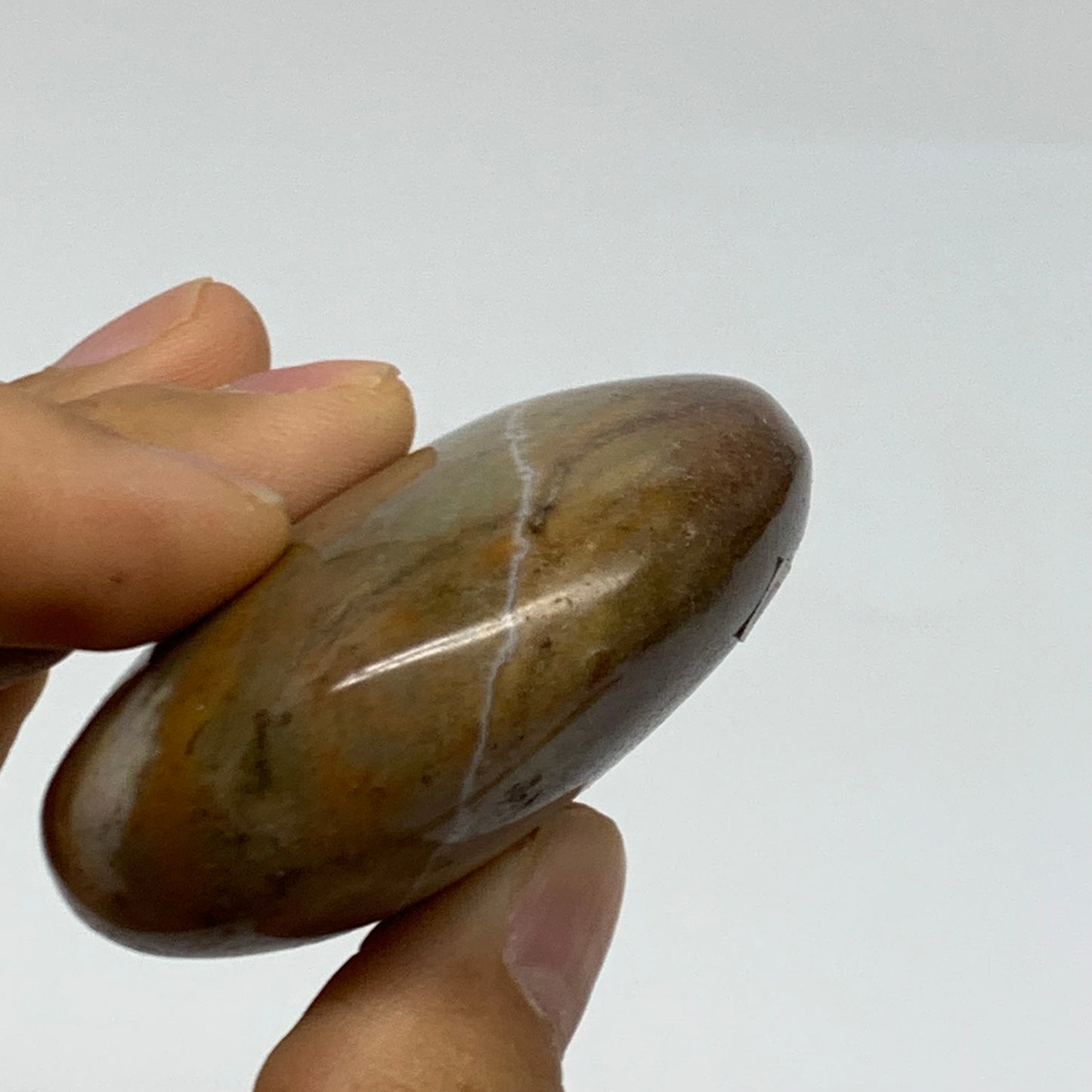 91.6g, 2.1"x2"x0.9" Natural Ocean Jasper Palm-Stone Orbicular Jasper, B38220