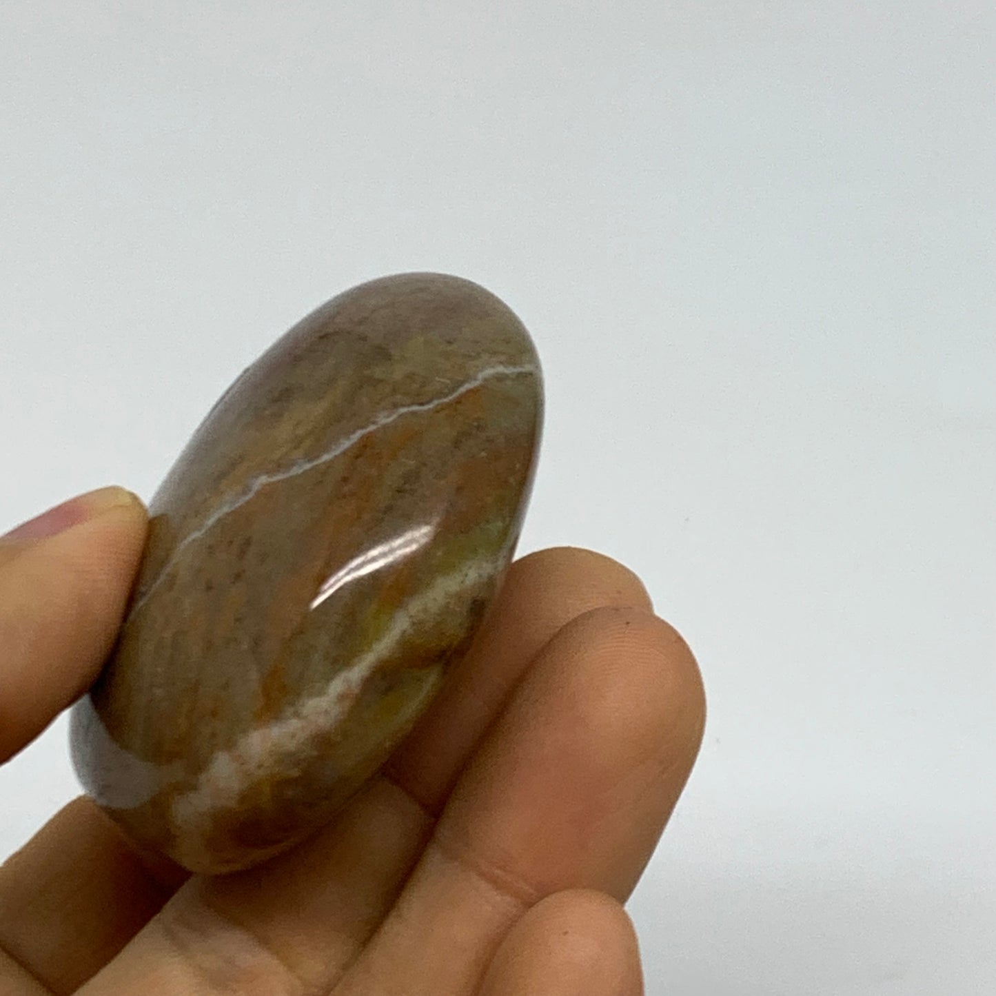 91.6g, 2.1"x2"x0.9" Natural Ocean Jasper Palm-Stone Orbicular Jasper, B38220