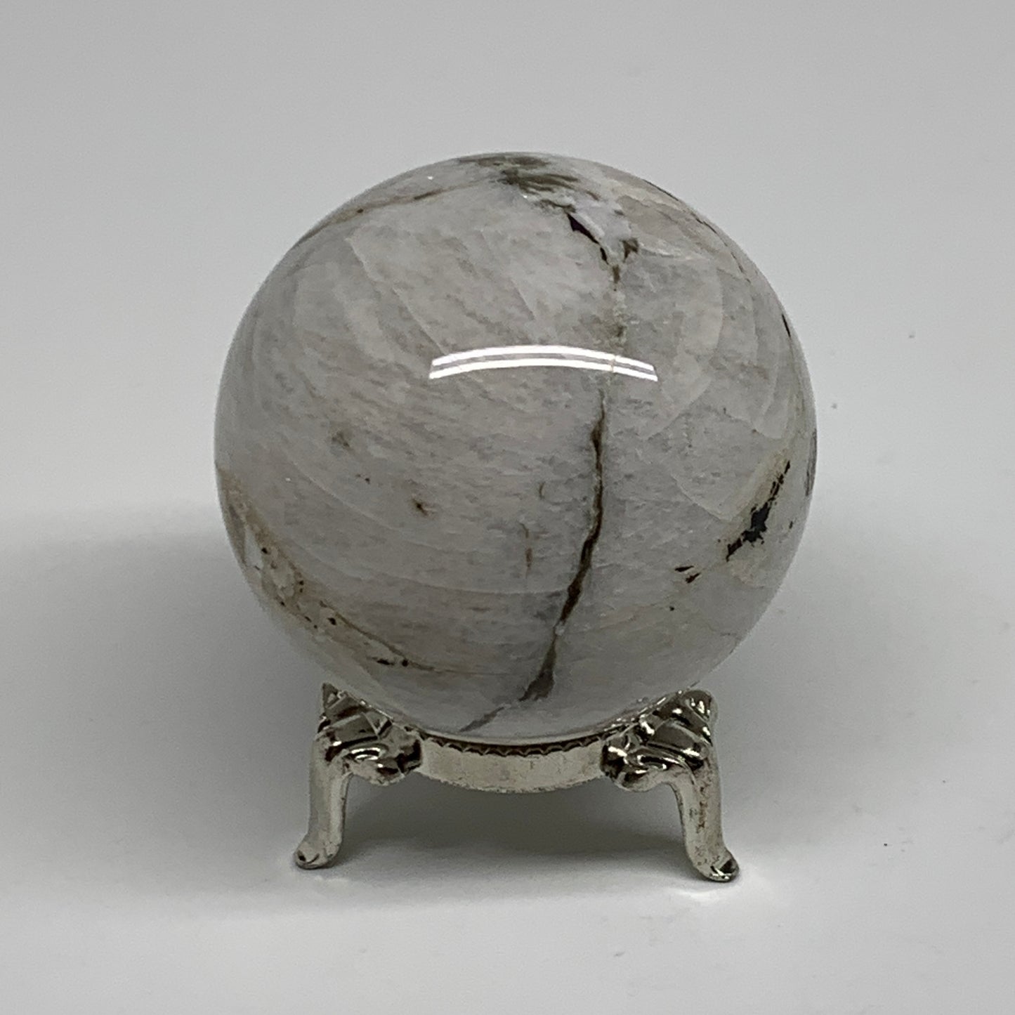 203.4g, 2.1"(53mm), Natural Rainbow Moonstone Sphere Ball Gemstone, B34363