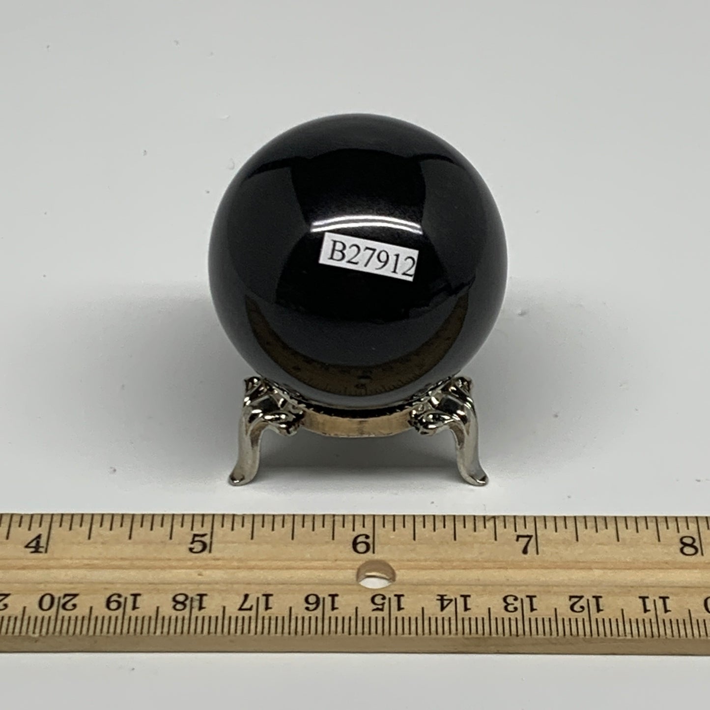 154.5g, 1.8"(46mm), Natural Black Jasper Sphere Ball Gemstone @India, B27912