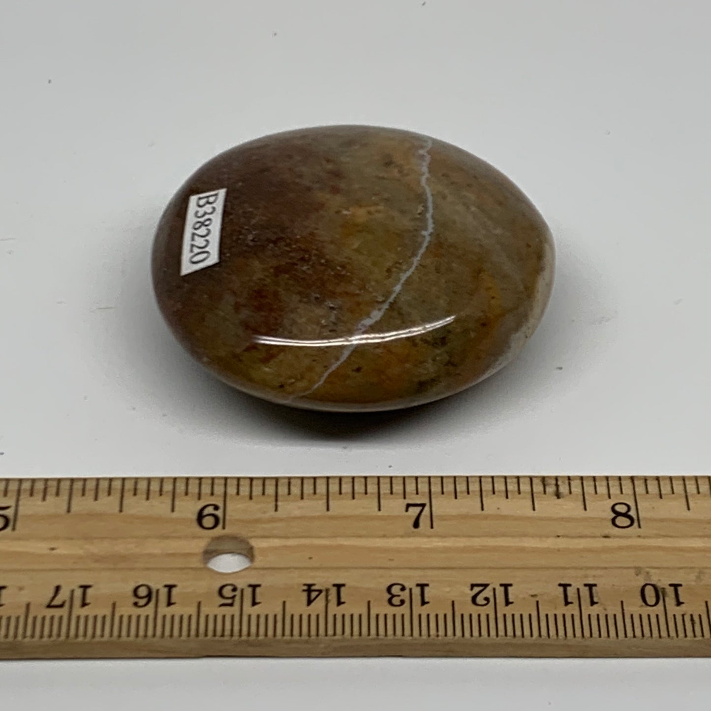 91.6g, 2.1"x2"x0.9" Natural Ocean Jasper Palm-Stone Orbicular Jasper, B38220