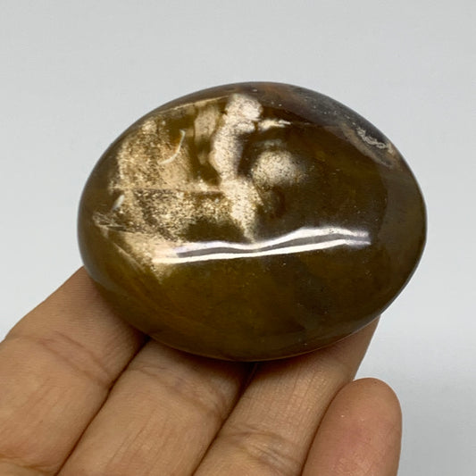 86.18g, 2.2"x1.9"x0.9" Natural Ocean Jasper Palm-Stone Orbicular Jasper, B38221