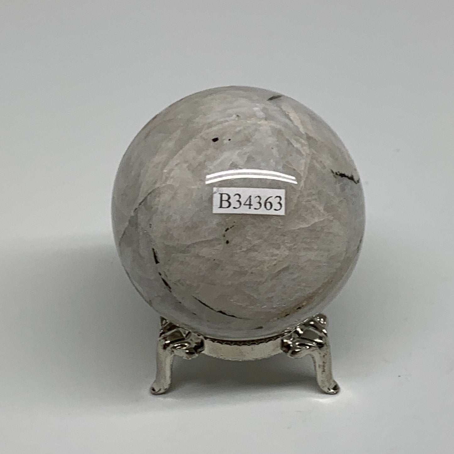 203.4g, 2.1"(53mm), Natural Rainbow Moonstone Sphere Ball Gemstone, B34363