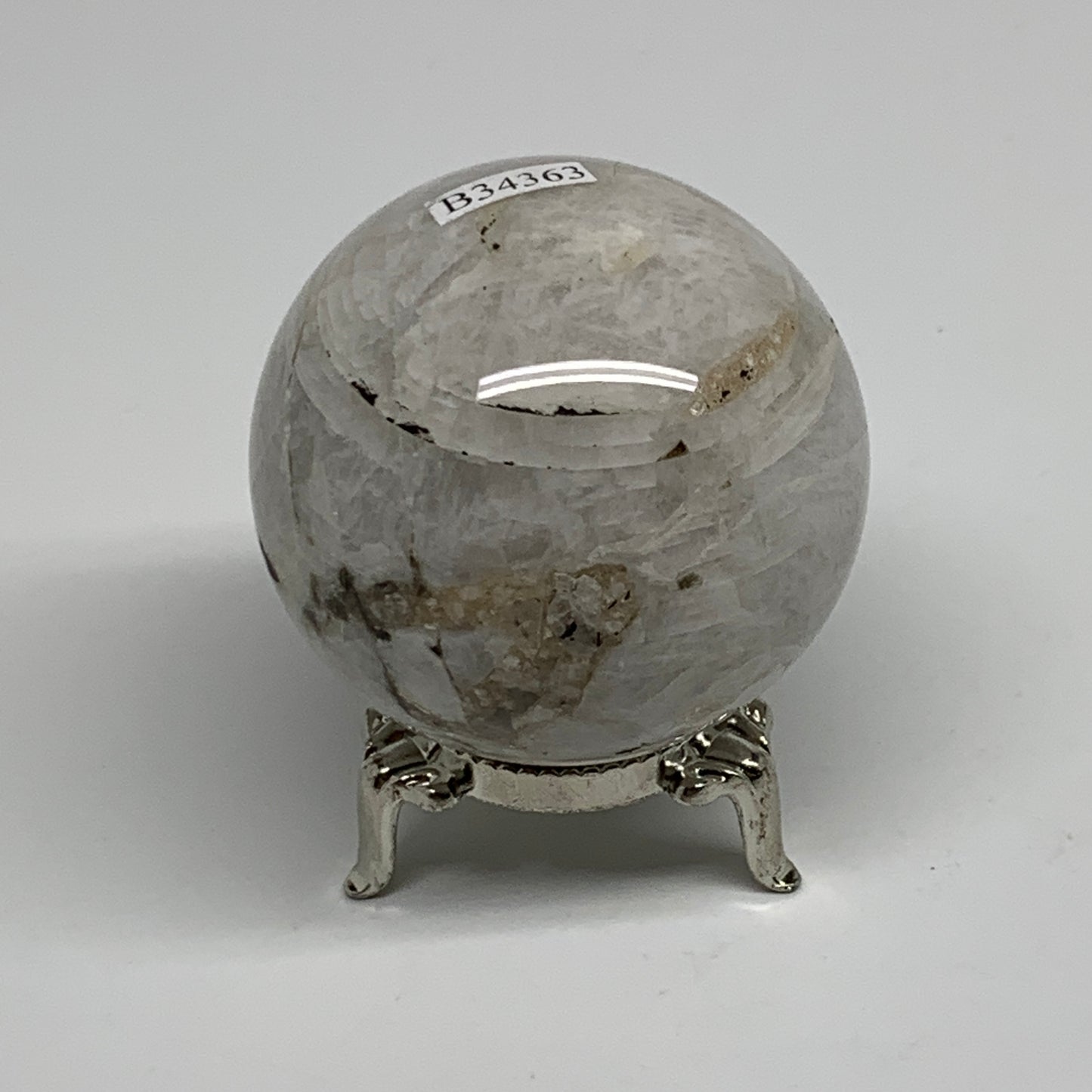 203.4g, 2.1"(53mm), Natural Rainbow Moonstone Sphere Ball Gemstone, B34363