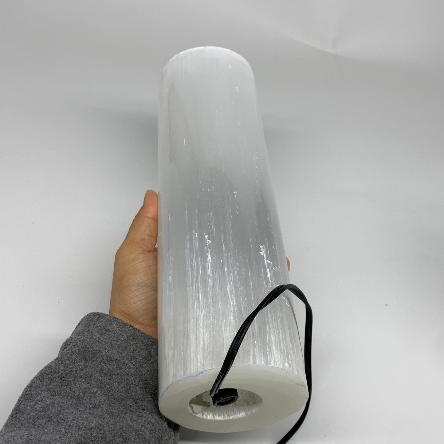 8.4 lbs, 11.7"x3.4" Cylinder Selenite (Satin Spar) Lamp Tower W/Chord, B35816