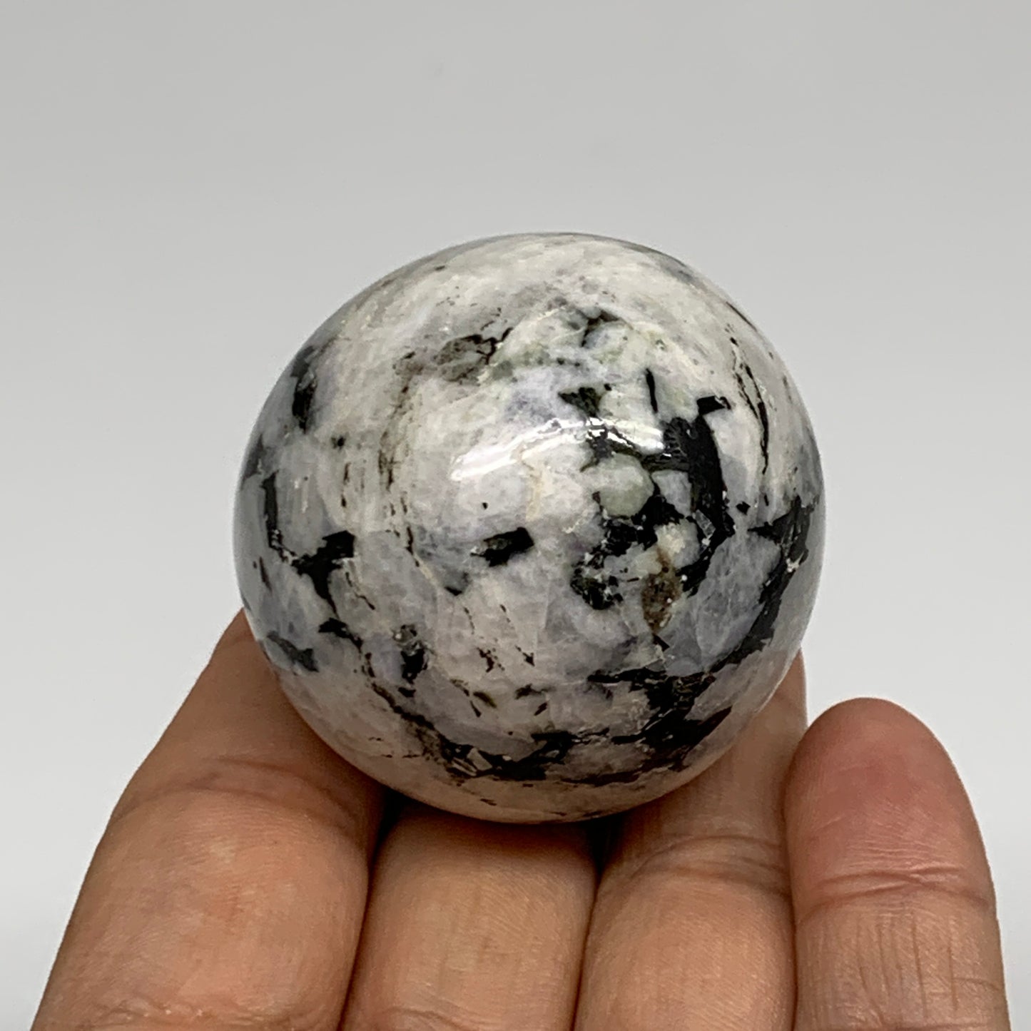 119.9g, 1.7"(43mm), Natural Rainbow Moonstone Sphere Ball Gemstone, B35151