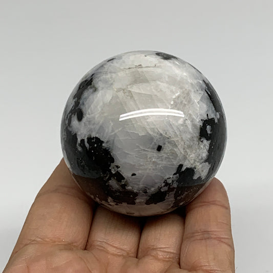 218.3g, 2.1"(54mm), Natural Rainbow Moonstone Sphere Ball Gemstone, B34364