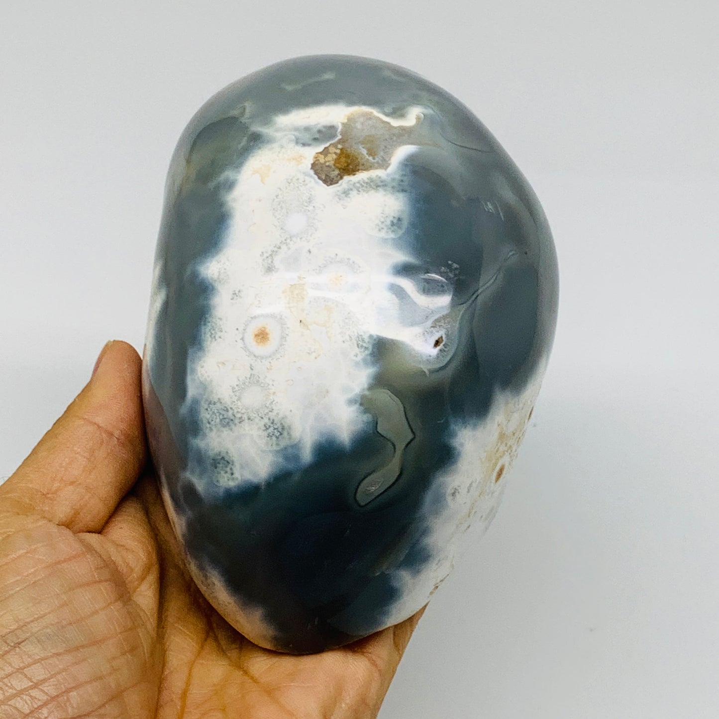2.5 lbs, 5.3"x3.2"x2.6" Orca Agate Freeform Reiki Energy Crystal Reiki, B37371