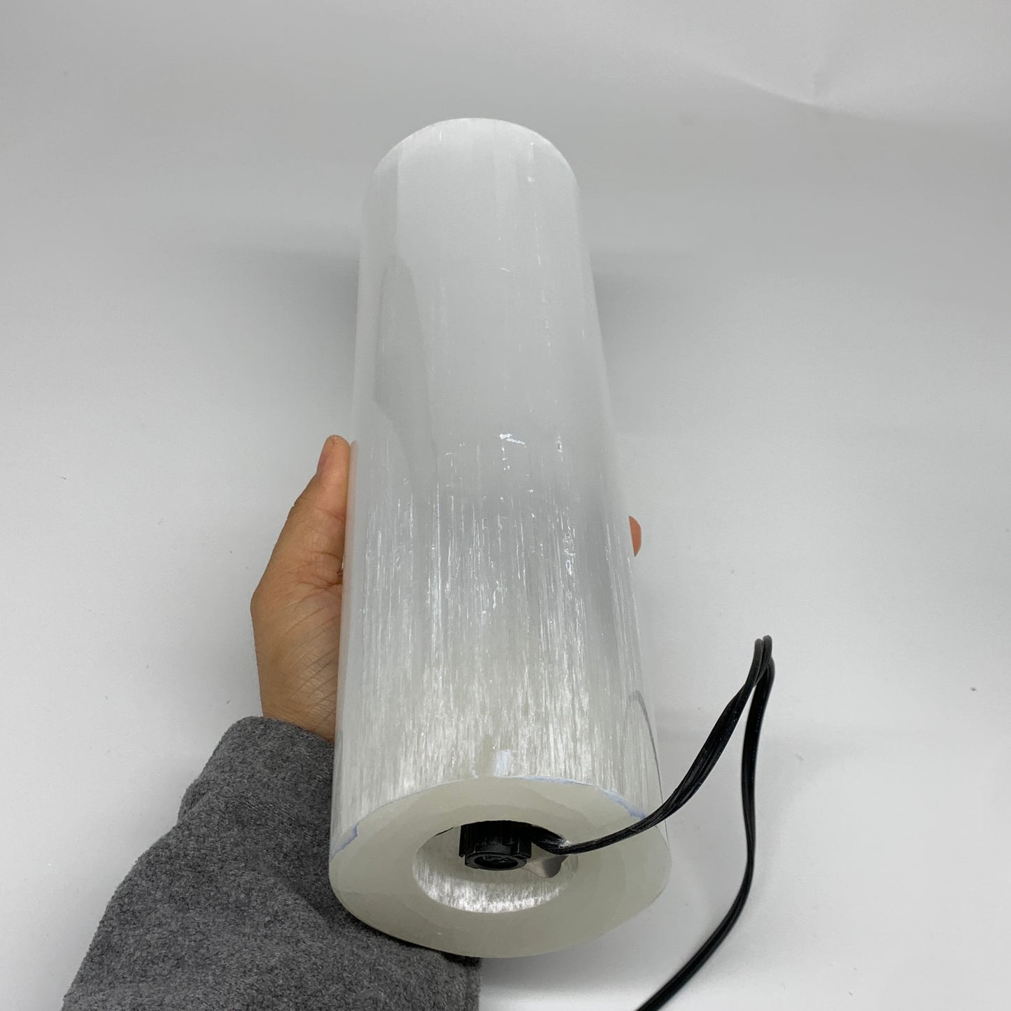 8.4 lbs, 11.7"x3.4" Cylinder Selenite (Satin Spar) Lamp Tower W/Chord, B35816