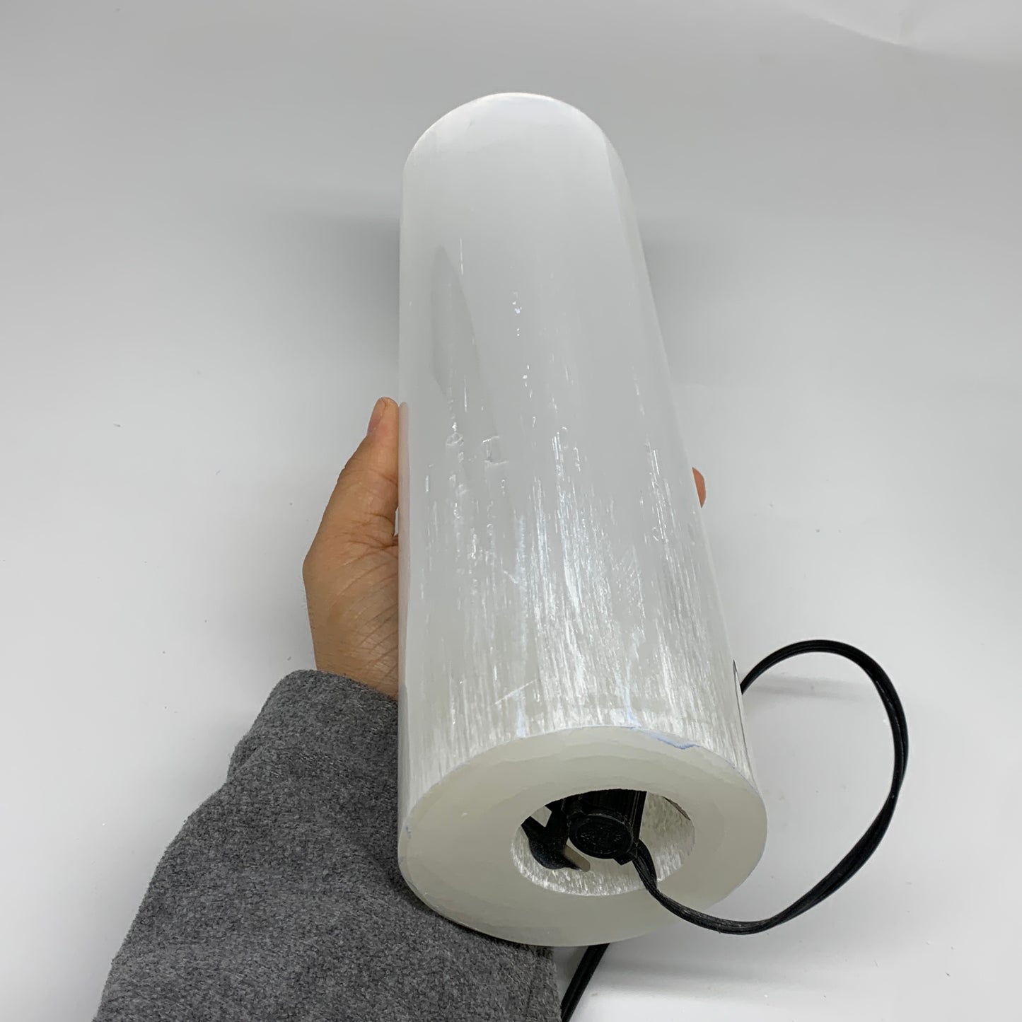 8.4 lbs, 11.7"x3.4" Cylinder Selenite (Satin Spar) Lamp Tower W/Chord, B35816