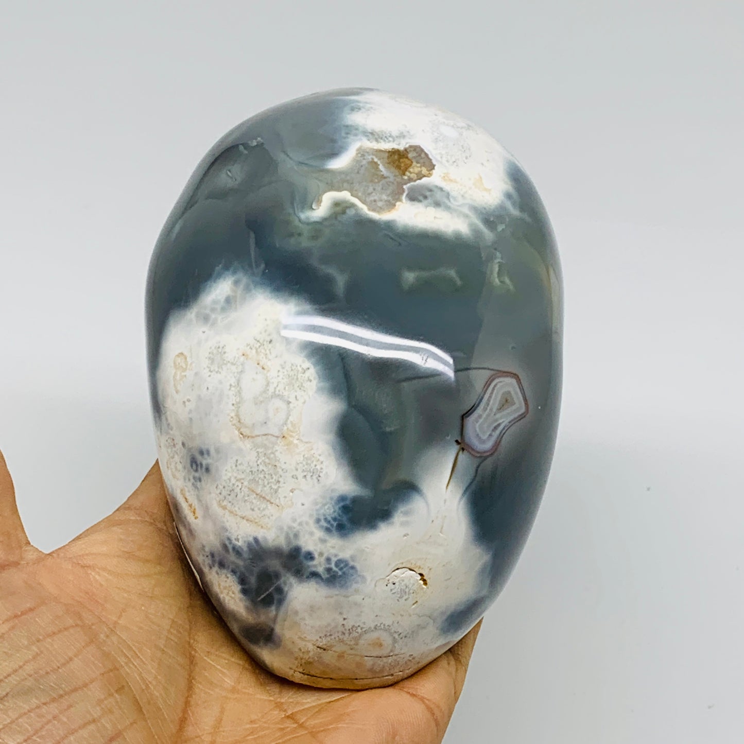 2.5 lbs, 5.3"x3.2"x2.6" Orca Agate Freeform Reiki Energy Crystal Reiki, B37371