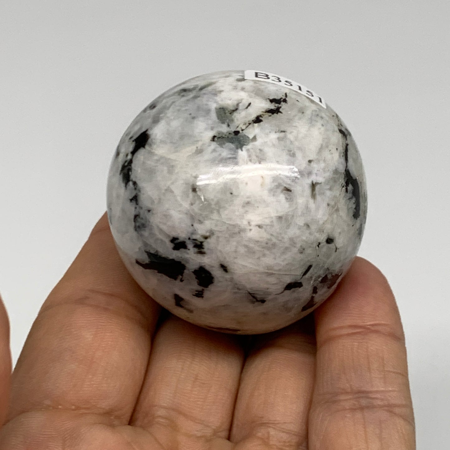 119.9g, 1.7"(43mm), Natural Rainbow Moonstone Sphere Ball Gemstone, B35151