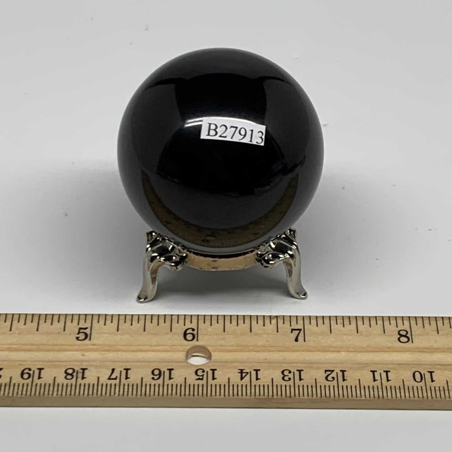 176.8g, 1.9"(48mm), Natural Black Jasper Sphere Ball Gemstone @India, B27913
