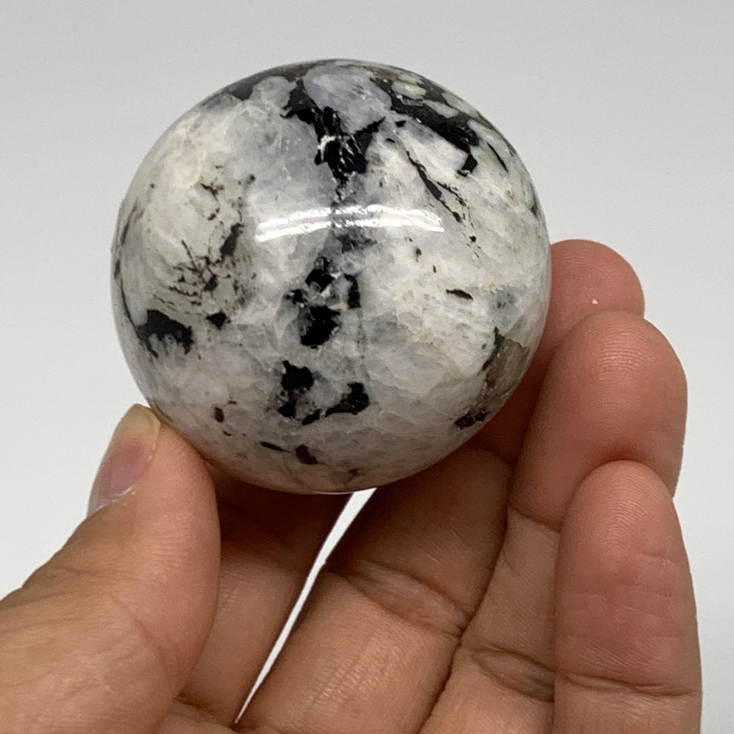 119.9g, 1.7"(43mm), Natural Rainbow Moonstone Sphere Ball Gemstone, B35151