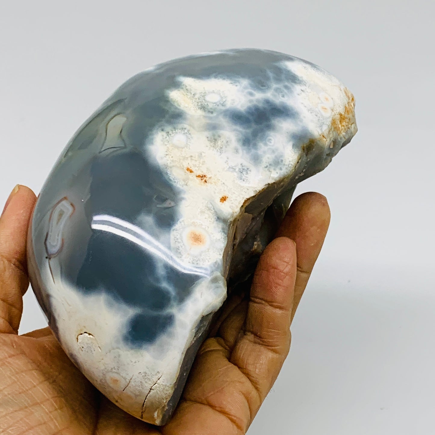 2.5 lbs, 5.3"x3.2"x2.6" Orca Agate Freeform Reiki Energy Crystal Reiki, B37371