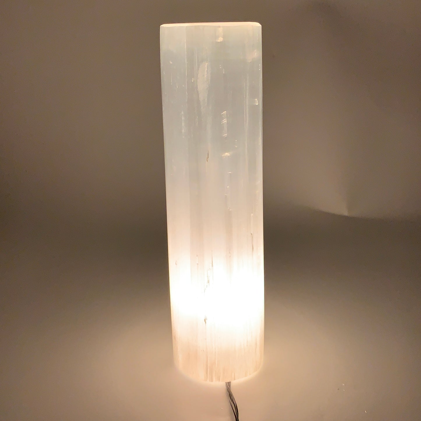 7.5 lbs, 11.6"x3.4" Cylinder Selenite (Satin Spar) Lamp Tower W/Chord, B35817
