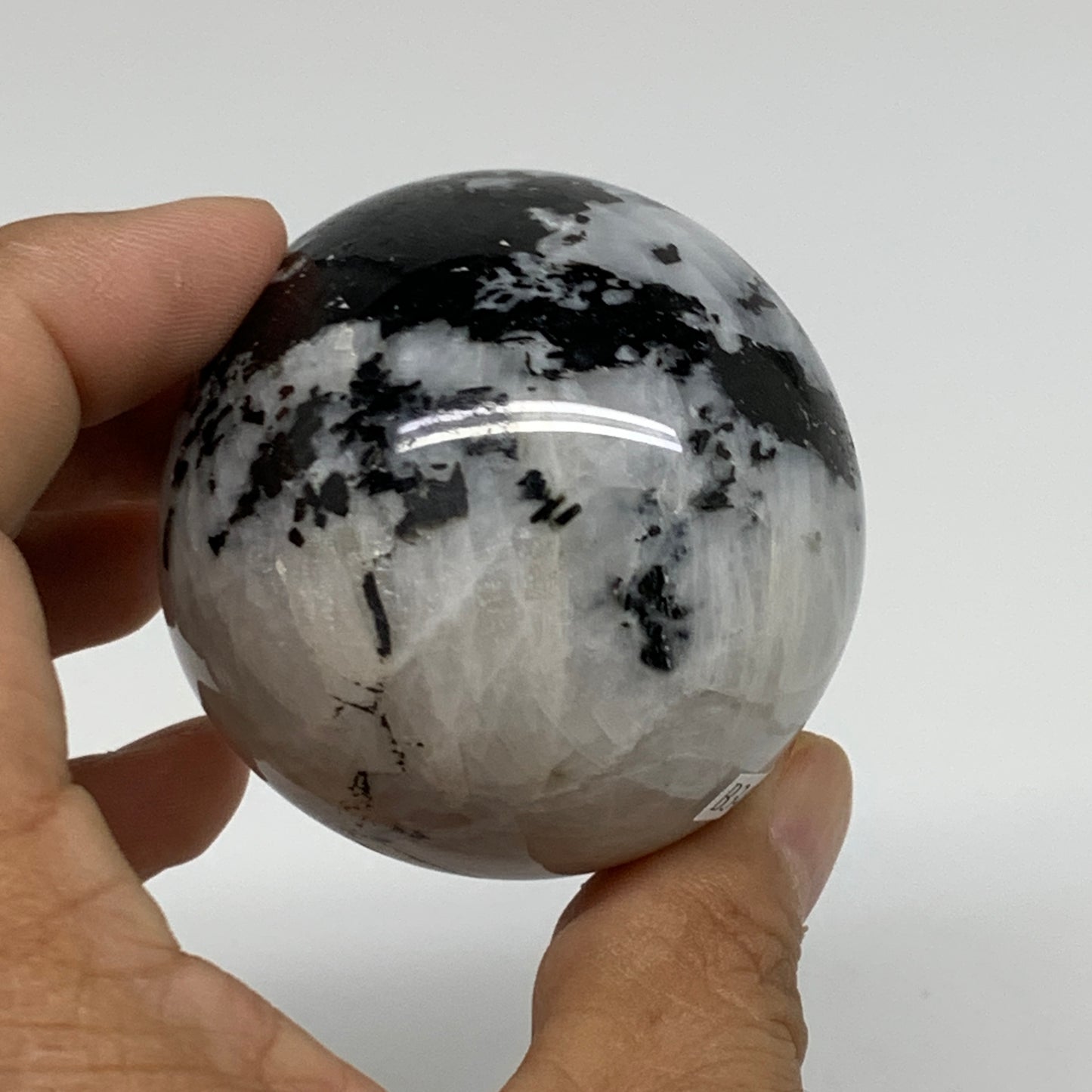 218.3g, 2.1"(54mm), Natural Rainbow Moonstone Sphere Ball Gemstone, B34364