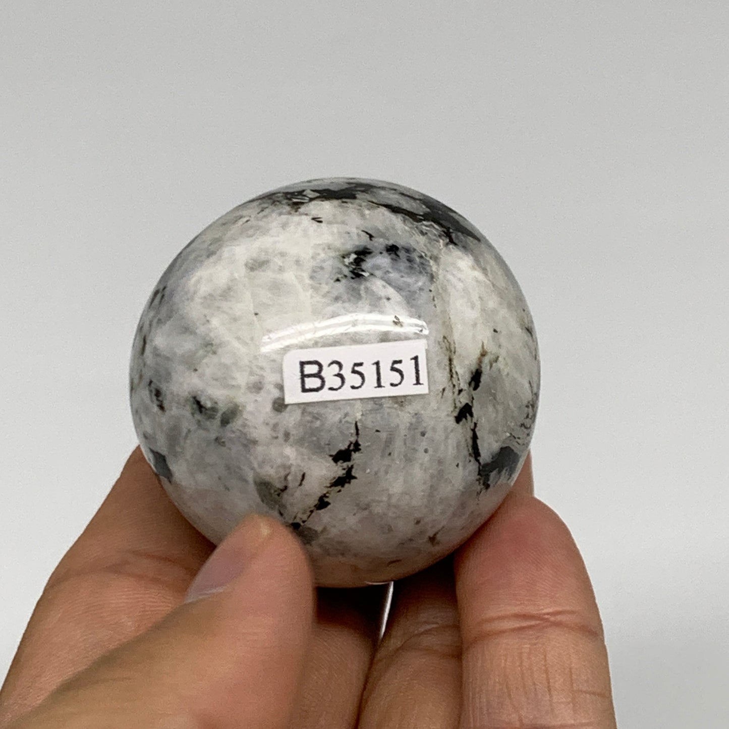 119.9g, 1.7"(43mm), Natural Rainbow Moonstone Sphere Ball Gemstone, B35151