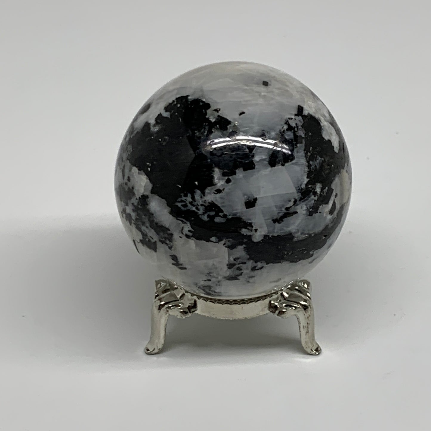 218.3g, 2.1"(54mm), Natural Rainbow Moonstone Sphere Ball Gemstone, B34364