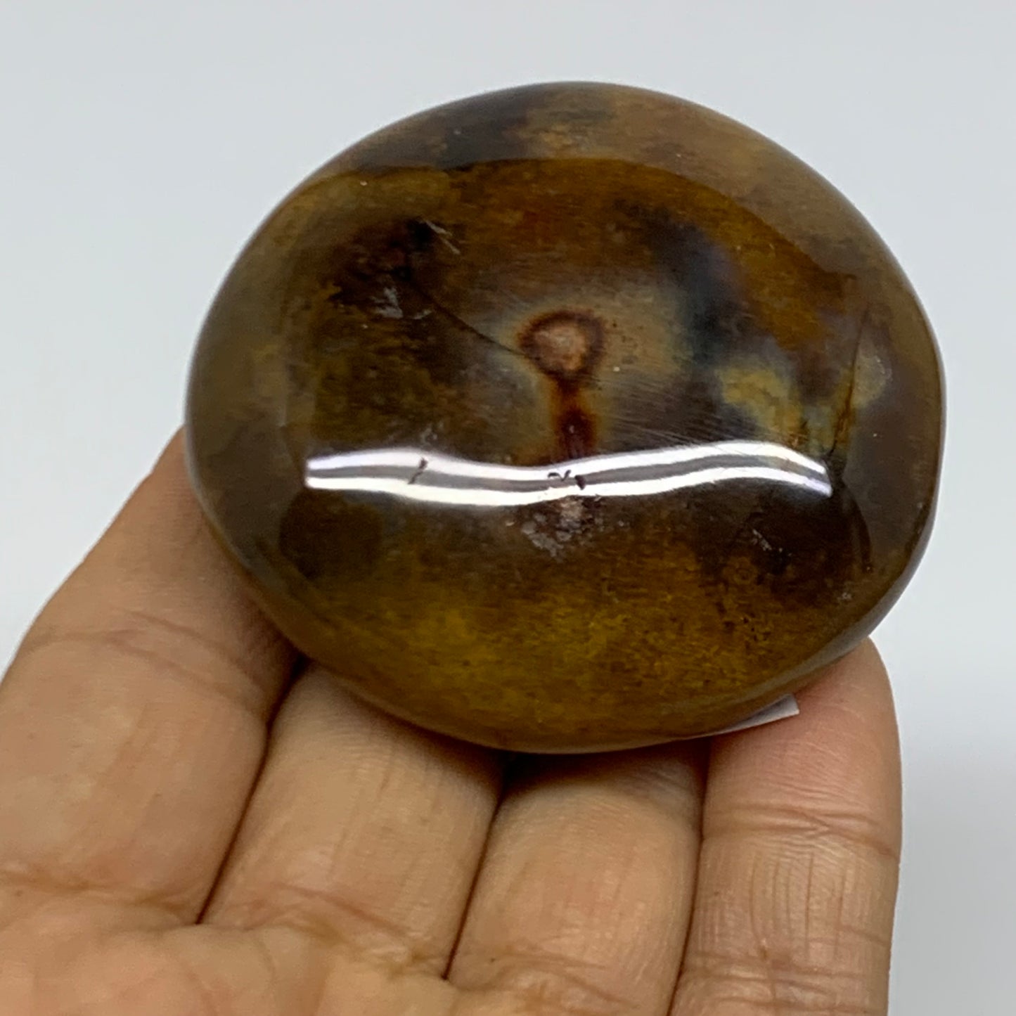 111.3g, 2.3"x2.2"x1" Natural Ocean Jasper Palm-Stone Orbicular Jasper, B38222