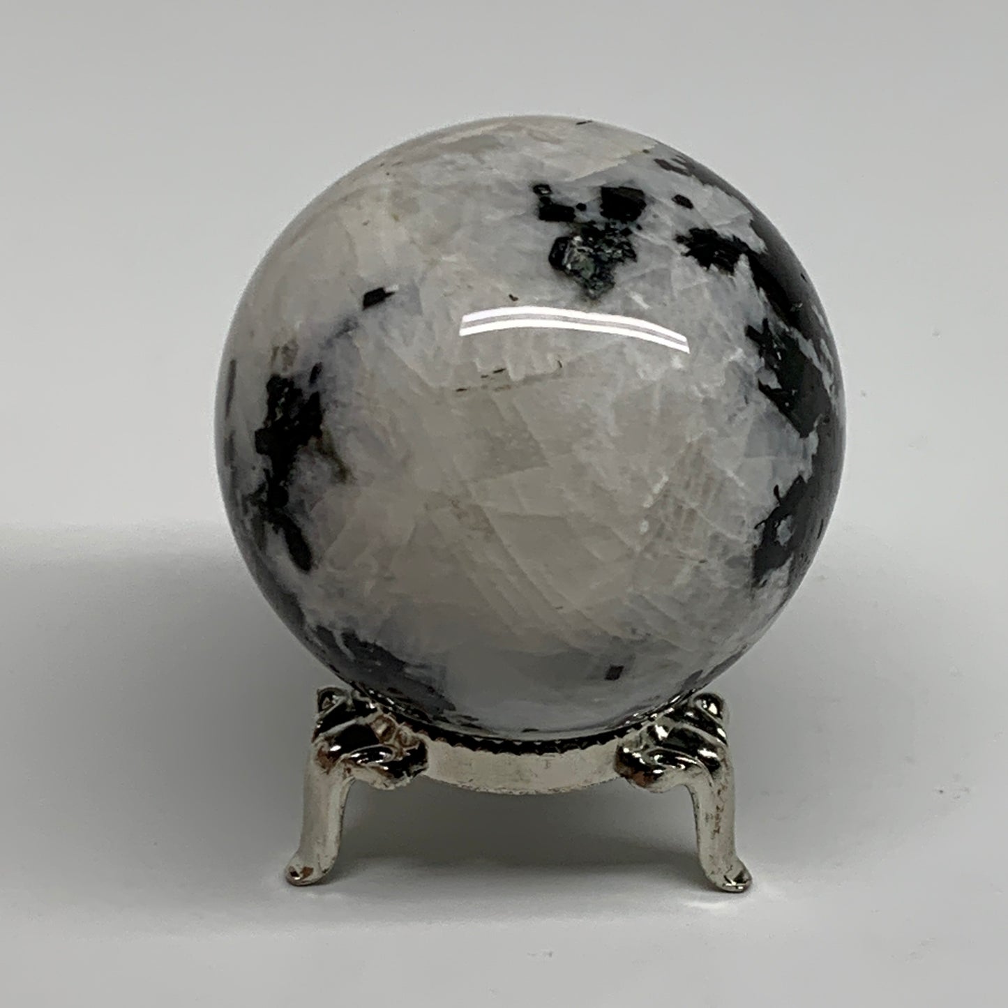 218.3g, 2.1"(54mm), Natural Rainbow Moonstone Sphere Ball Gemstone, B34364