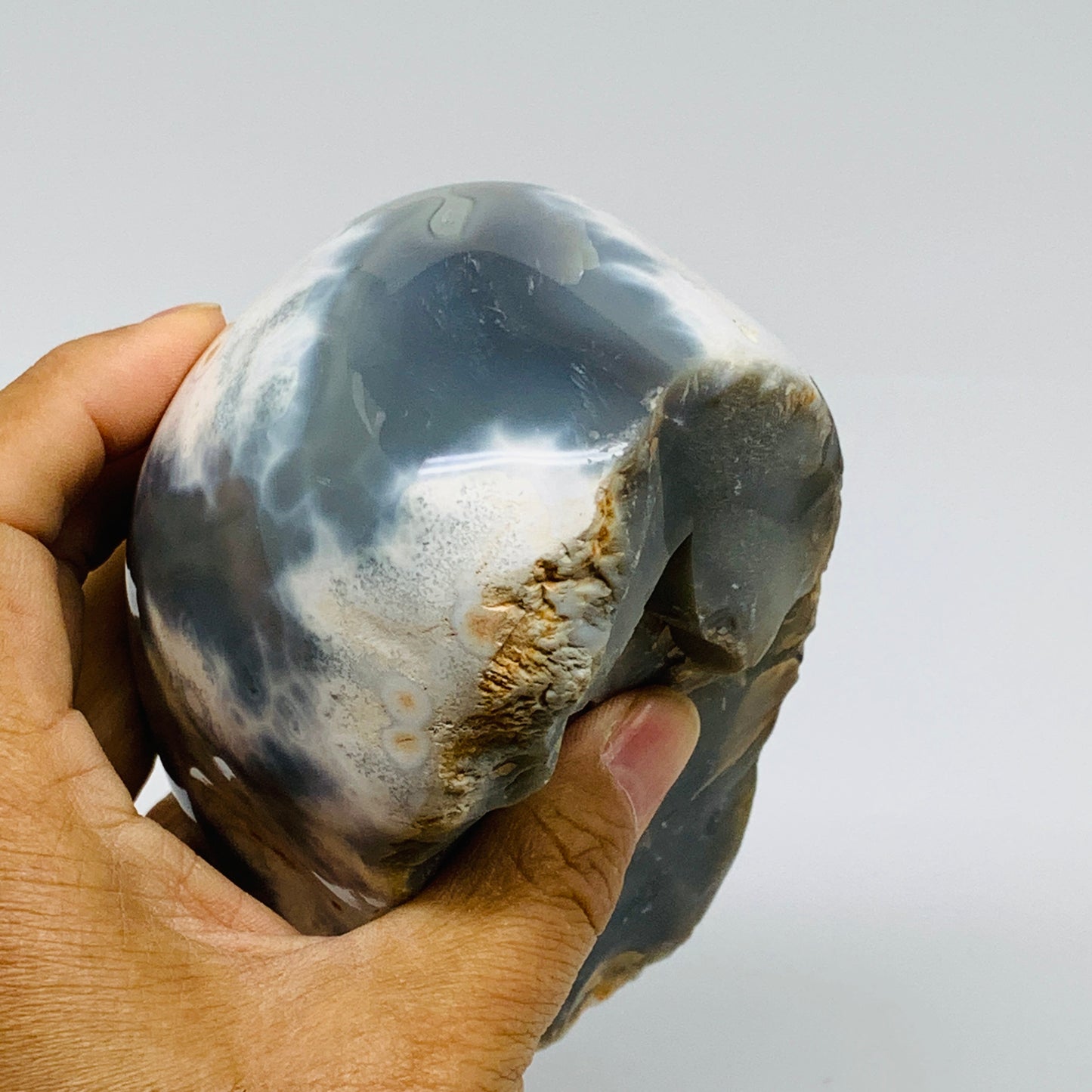 2.5 lbs, 5.3"x3.2"x2.6" Orca Agate Freeform Reiki Energy Crystal Reiki, B37371