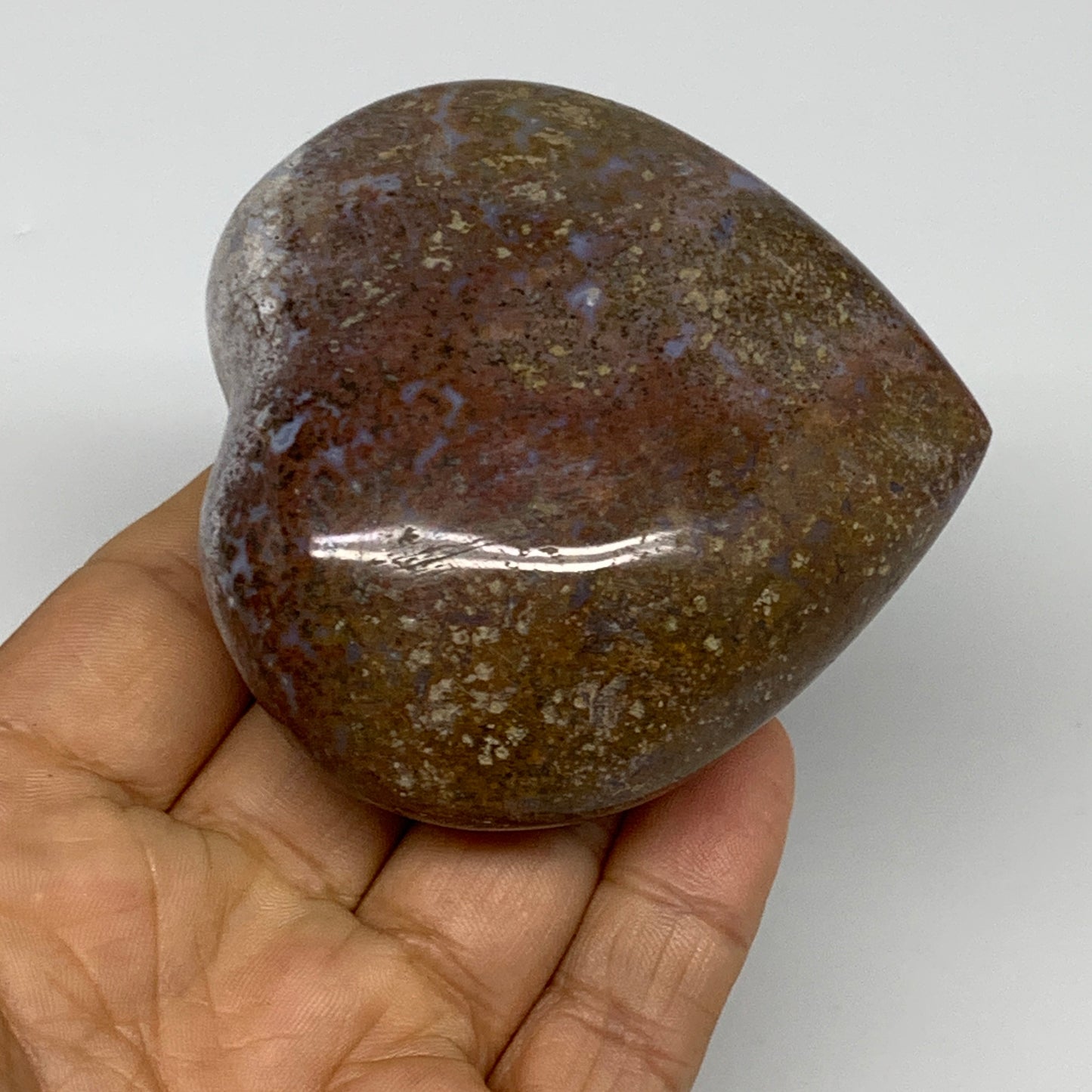 0.48 lbs, 2.7"x2.9"x1.3" Ocean Jasper Heart Polished Healing Crystal, B30900