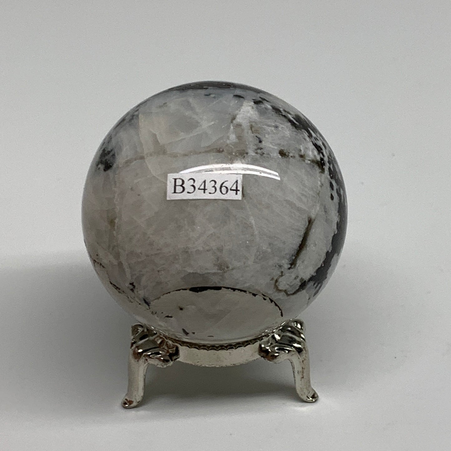 218.3g, 2.1"(54mm), Natural Rainbow Moonstone Sphere Ball Gemstone, B34364