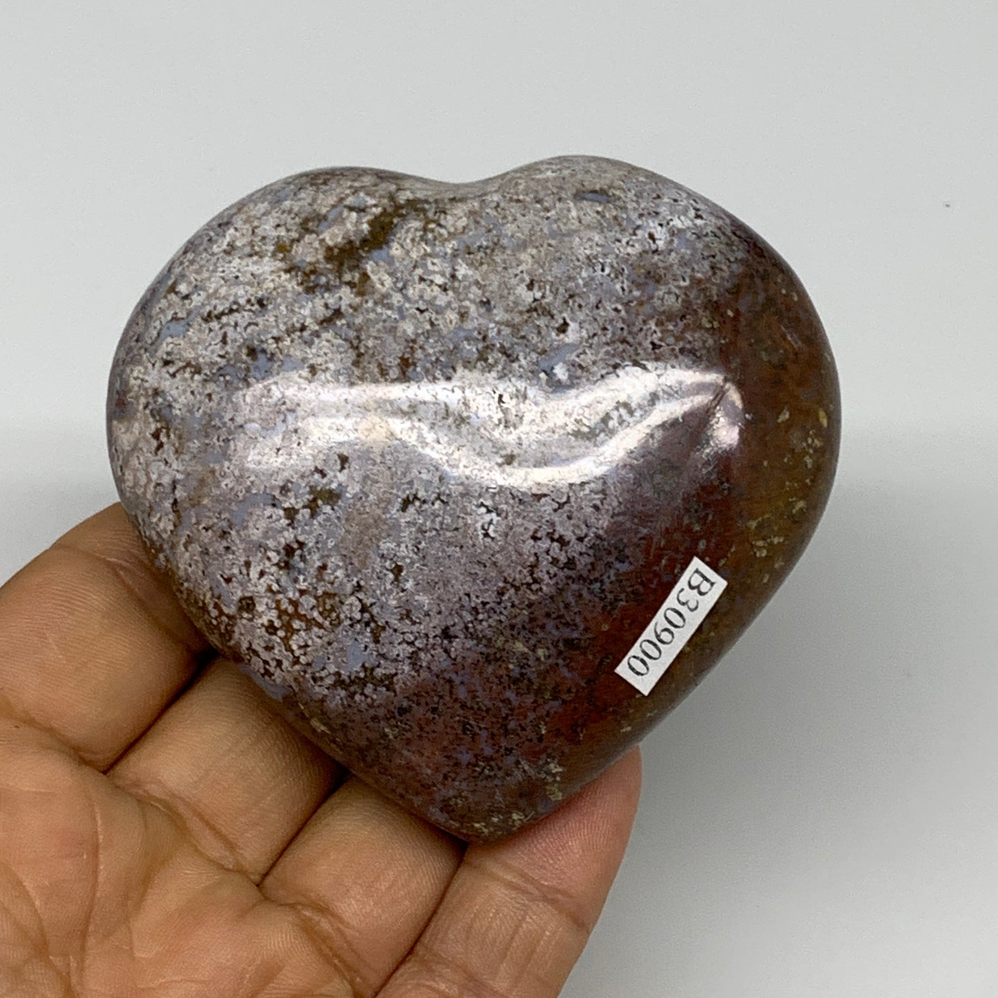 0.48 lbs, 2.7"x2.9"x1.3" Ocean Jasper Heart Polished Healing Crystal, B30900
