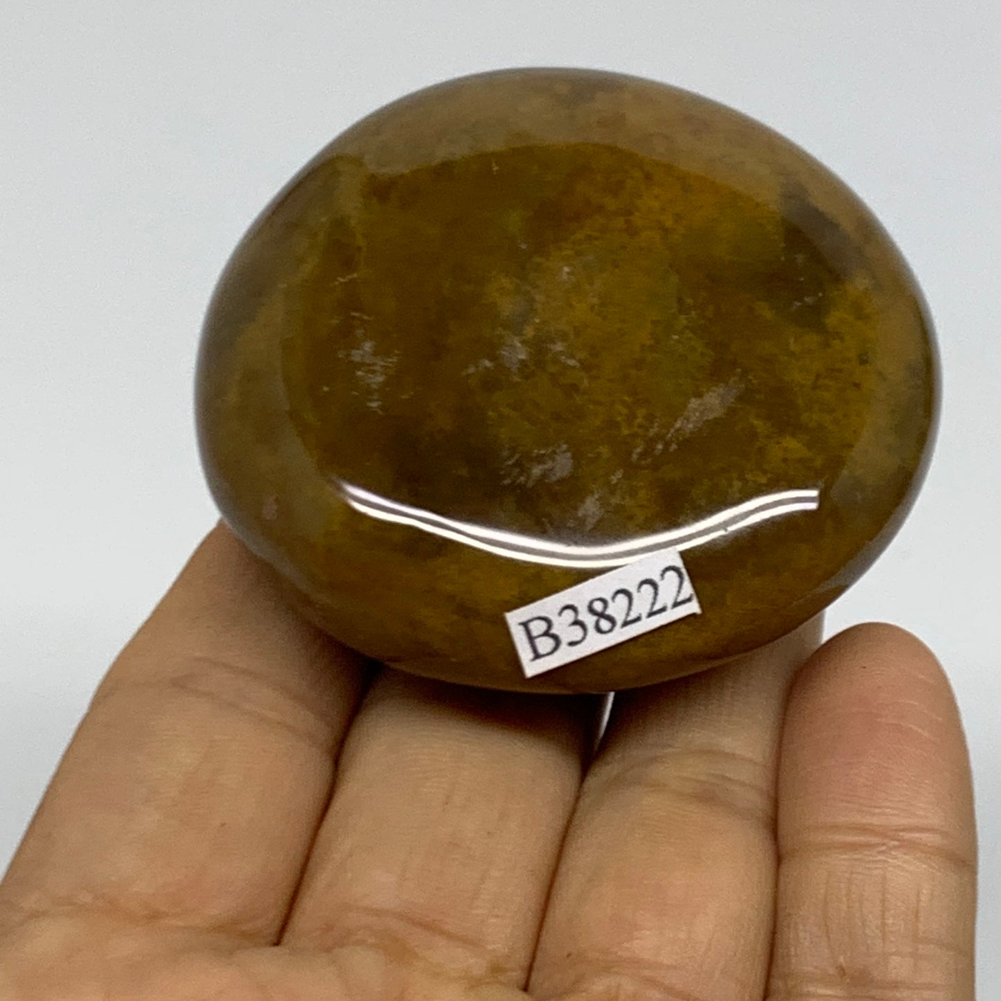 111.3g, 2.3"x2.2"x1" Natural Ocean Jasper Palm-Stone Orbicular Jasper, B38222