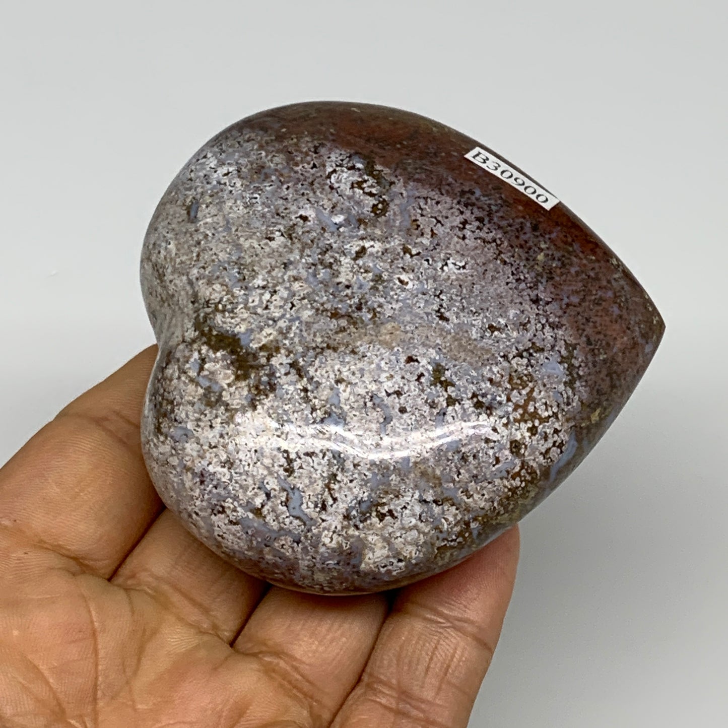 0.48 lbs, 2.7"x2.9"x1.3" Ocean Jasper Heart Polished Healing Crystal, B30900