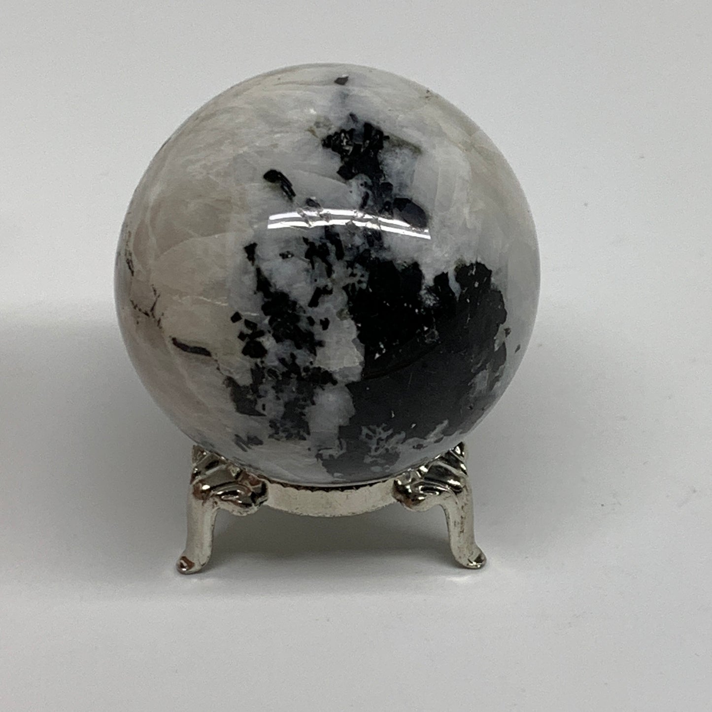 218.3g, 2.1"(54mm), Natural Rainbow Moonstone Sphere Ball Gemstone, B34364