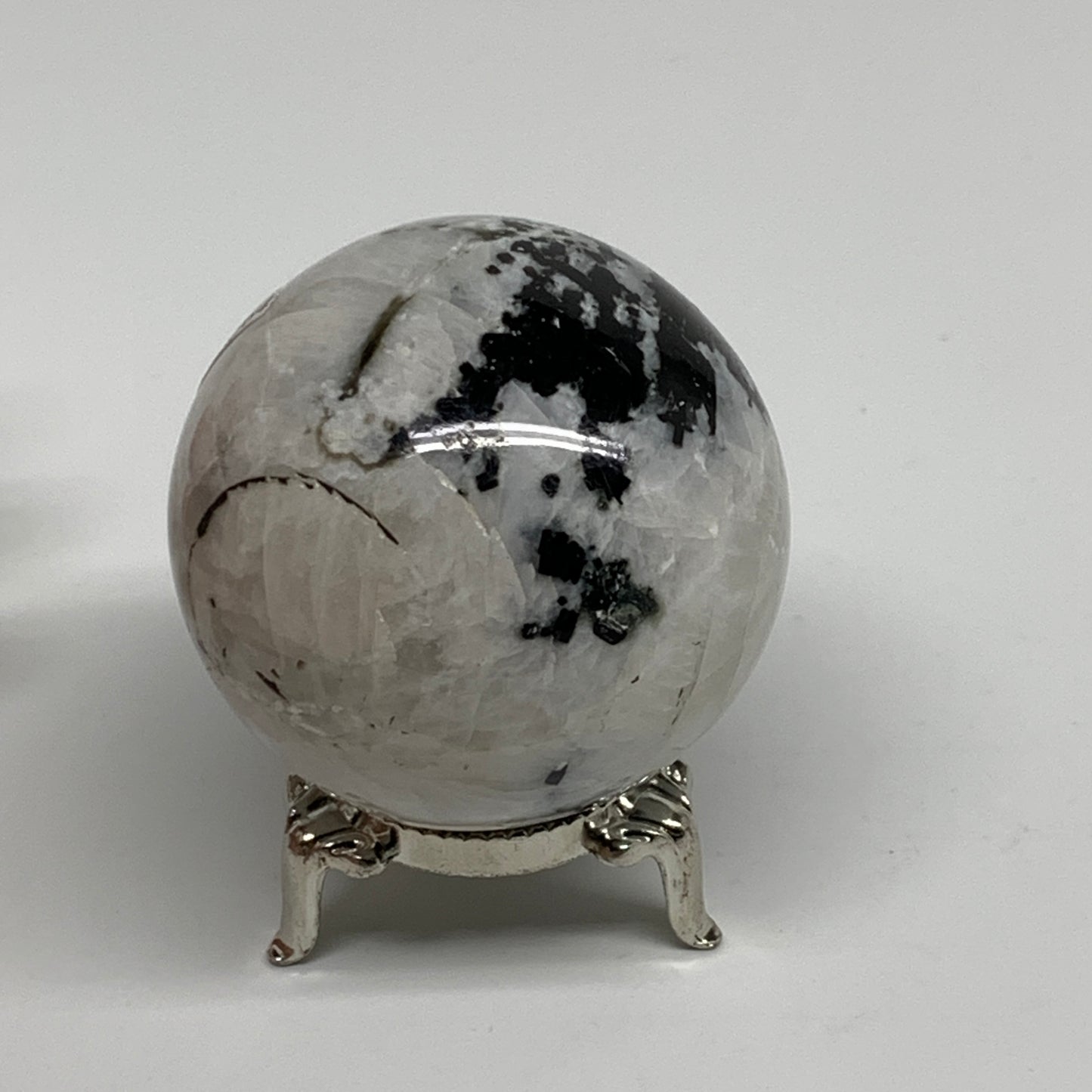 218.3g, 2.1"(54mm), Natural Rainbow Moonstone Sphere Ball Gemstone, B34364