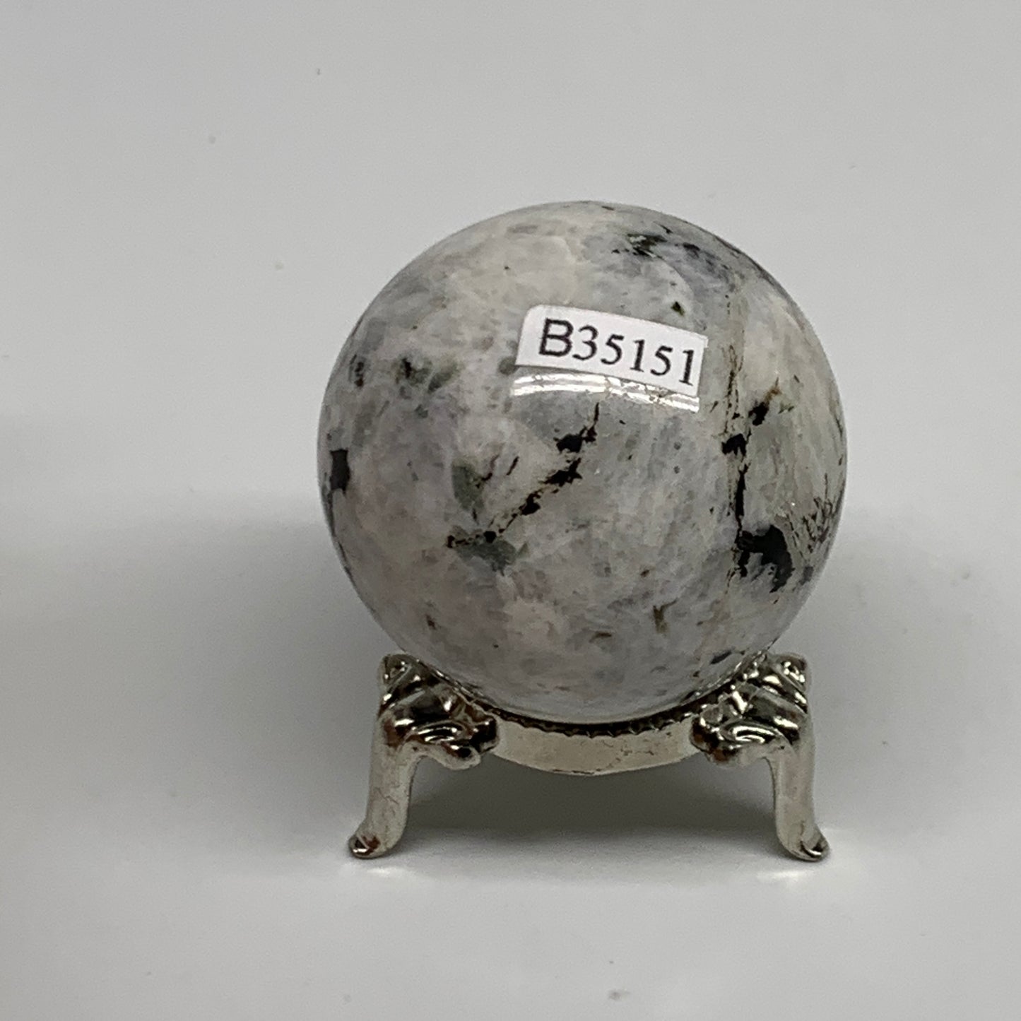 119.9g, 1.7"(43mm), Natural Rainbow Moonstone Sphere Ball Gemstone, B35151