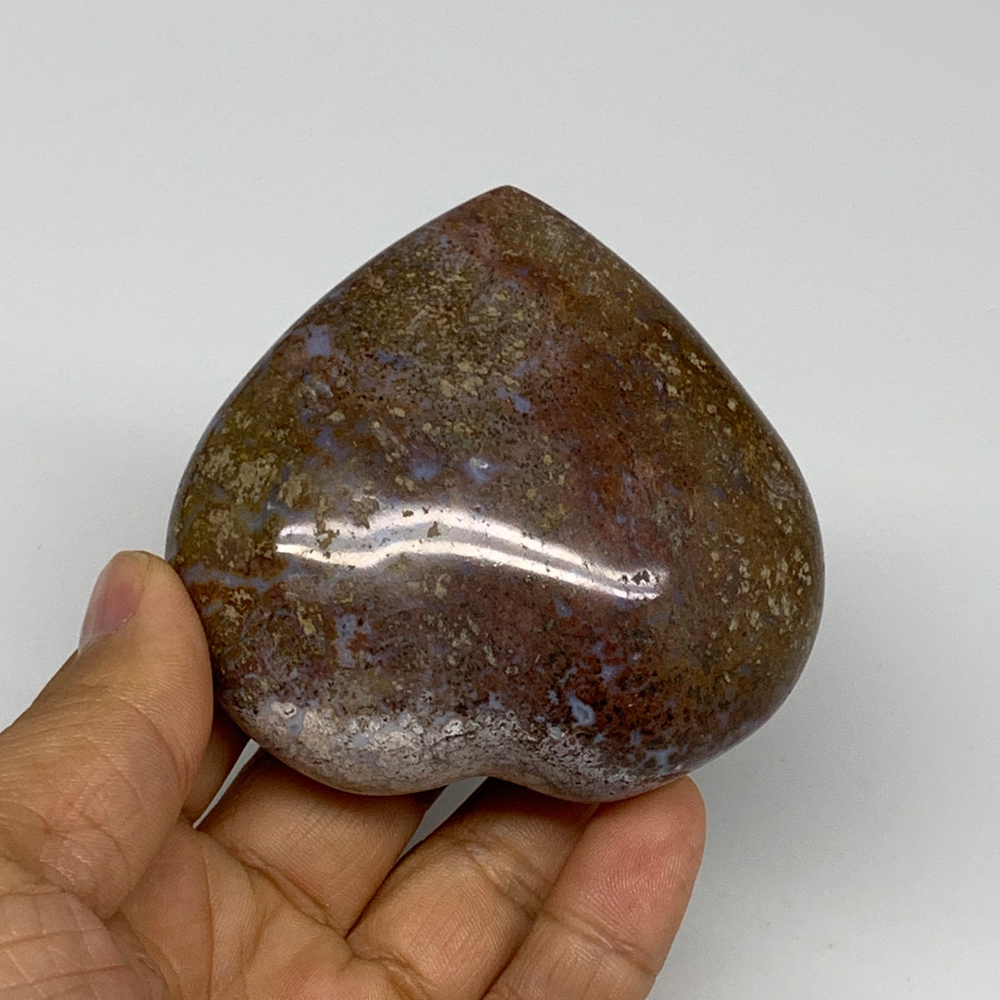 0.48 lbs, 2.7"x2.9"x1.3" Ocean Jasper Heart Polished Healing Crystal, B30900