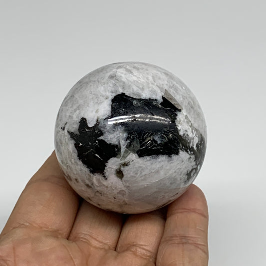 201.3g, 2.1"(52mm), Natural Rainbow Moonstone Sphere Ball Gemstone, B34365