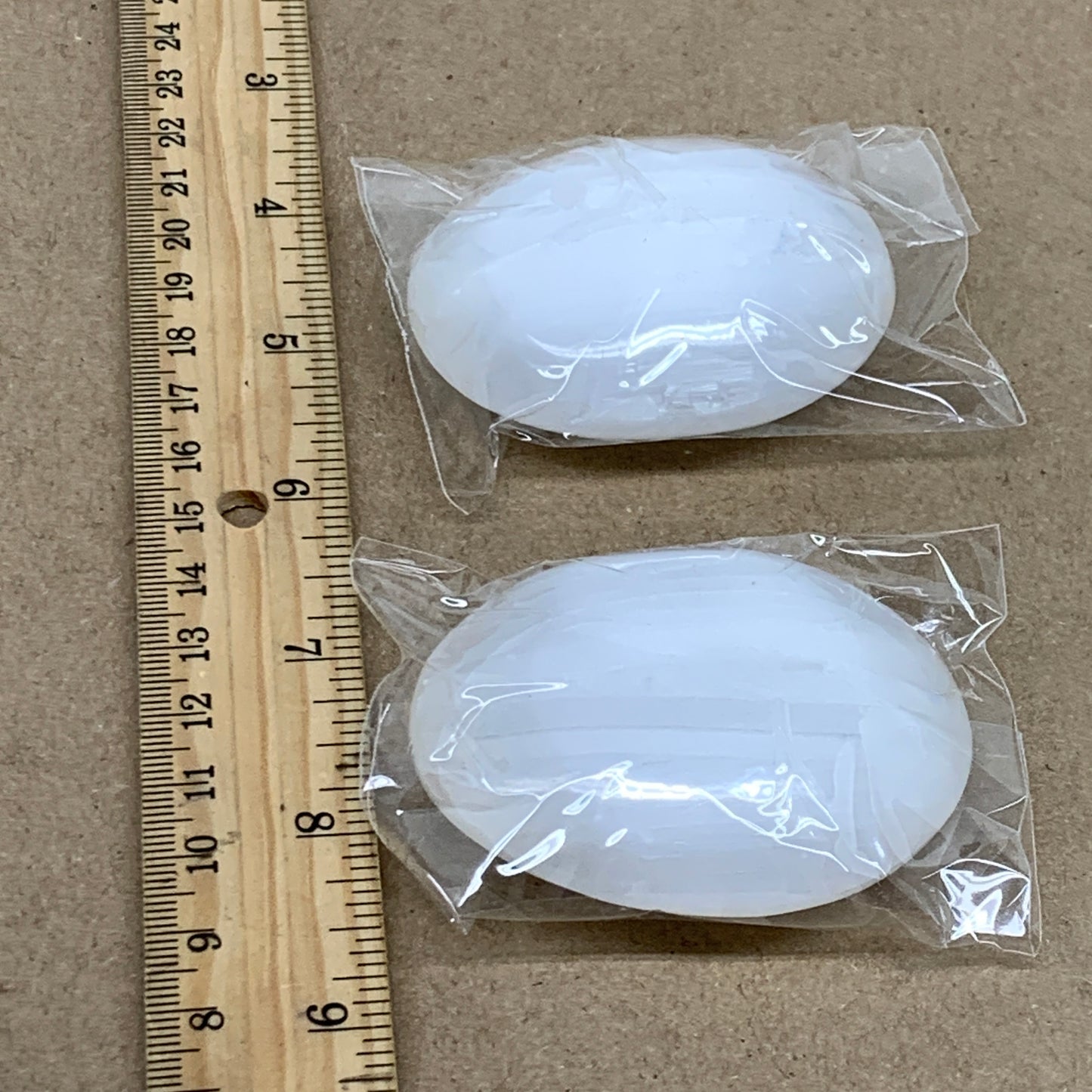 169g, 2.4"x1.8"x1", 2pcs, White Selenite Palmstone Crystal Pillow, B36879