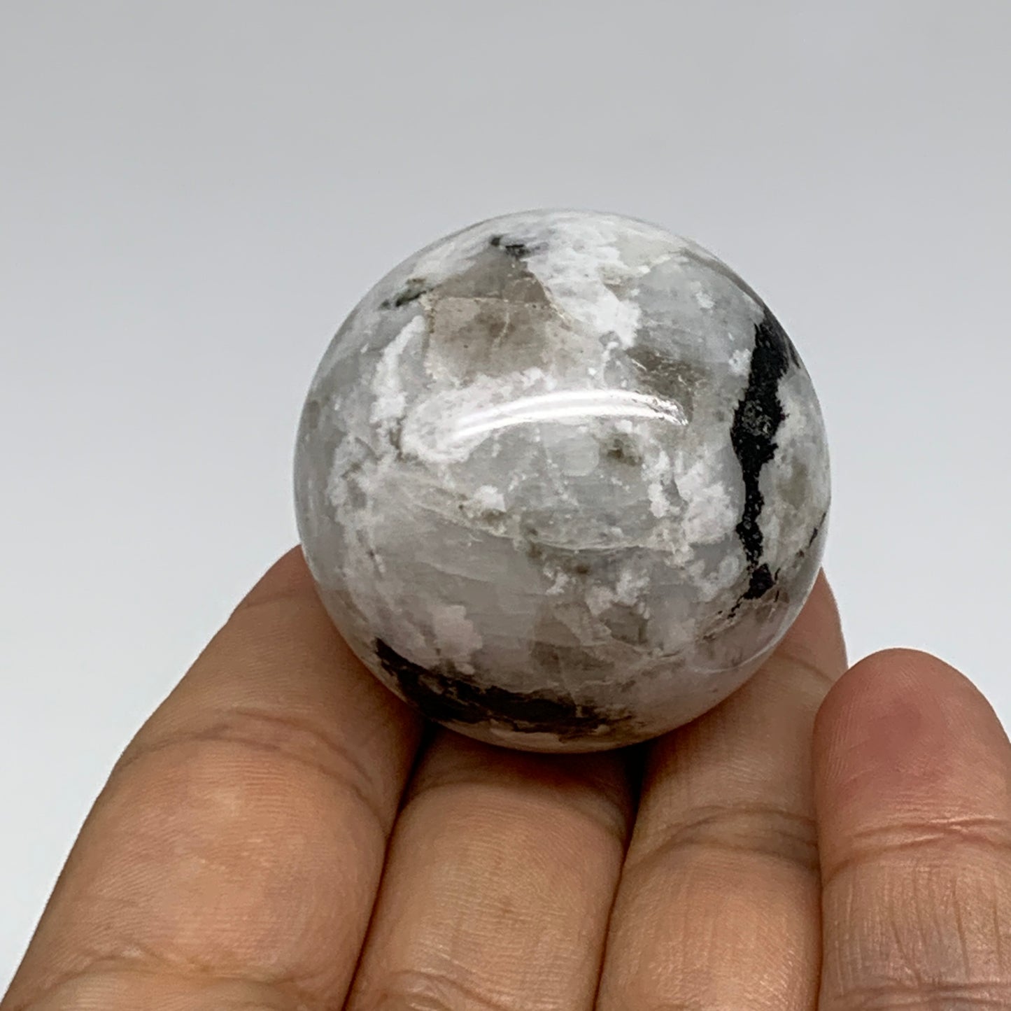 76.6g, 1.5"(39mm), Natural Rainbow Moonstone Sphere Ball Gemstone, B35152