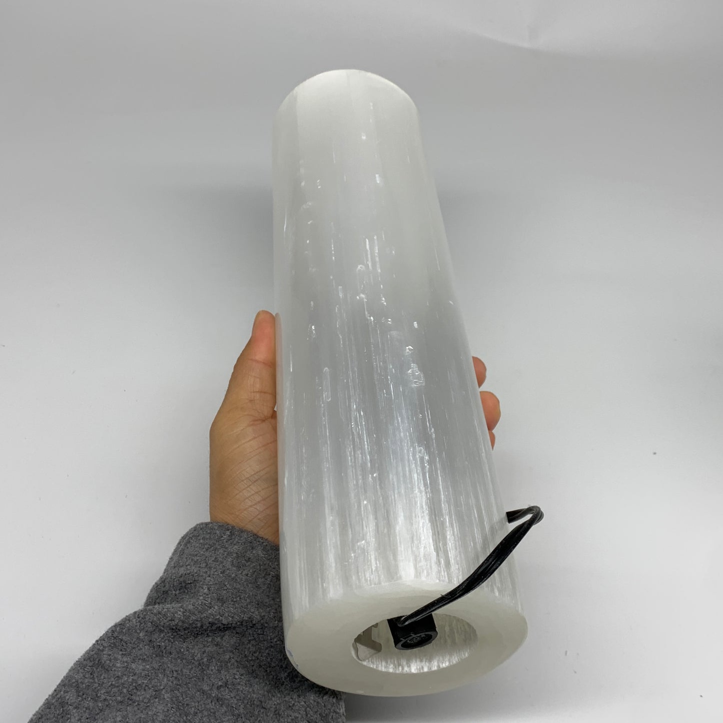 7.5 lbs, 11.6"x3.4" Cylinder Selenite (Satin Spar) Lamp Tower W/Chord, B35817