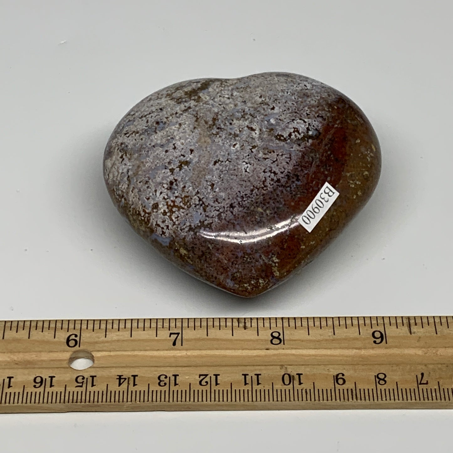 0.48 lbs, 2.7"x2.9"x1.3" Ocean Jasper Heart Polished Healing Crystal, B30900