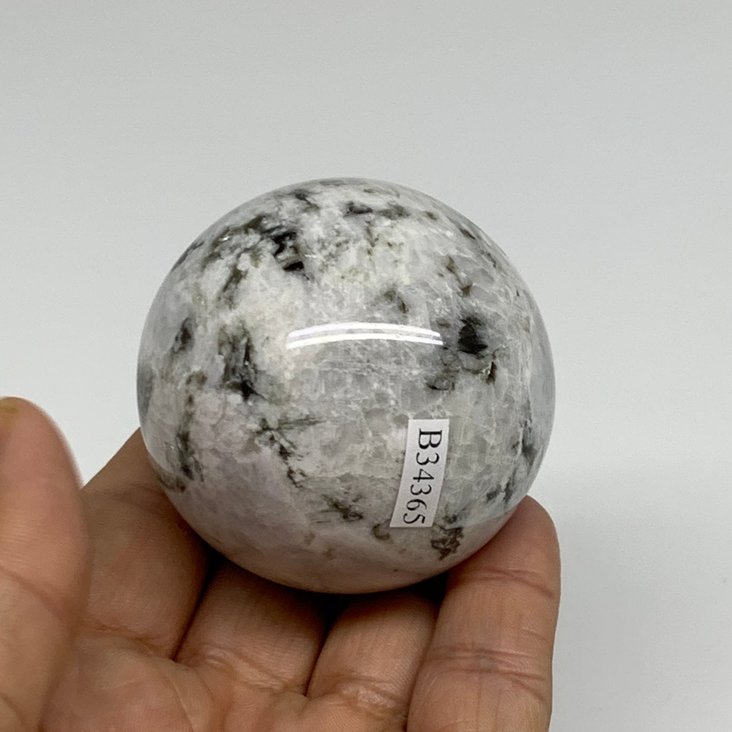 201.3g, 2.1"(52mm), Natural Rainbow Moonstone Sphere Ball Gemstone, B34365