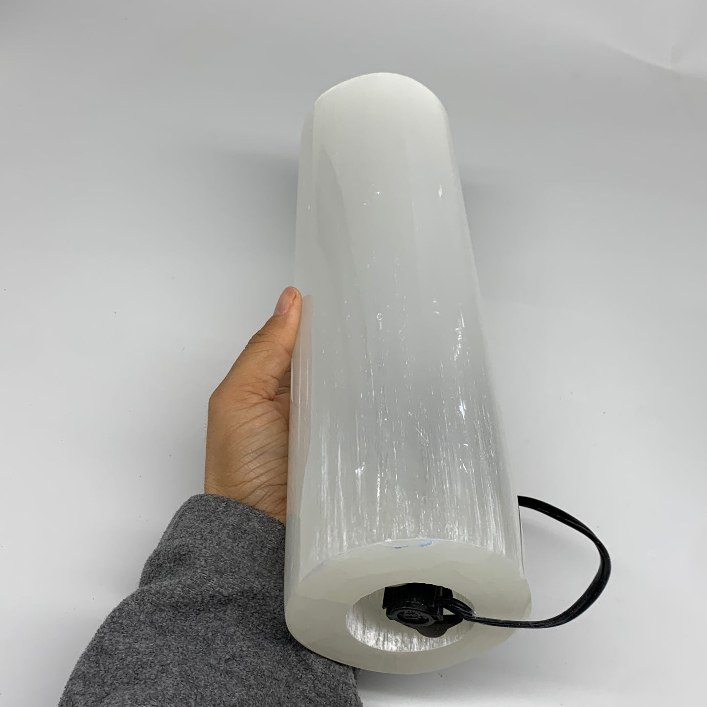 7.5 lbs, 11.6"x3.4" Cylinder Selenite (Satin Spar) Lamp Tower W/Chord, B35817