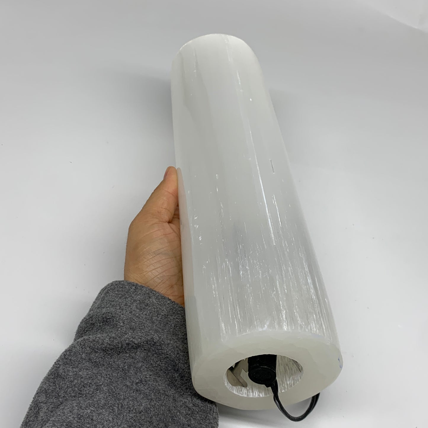 7.5 lbs, 11.6"x3.4" Cylinder Selenite (Satin Spar) Lamp Tower W/Chord, B35817