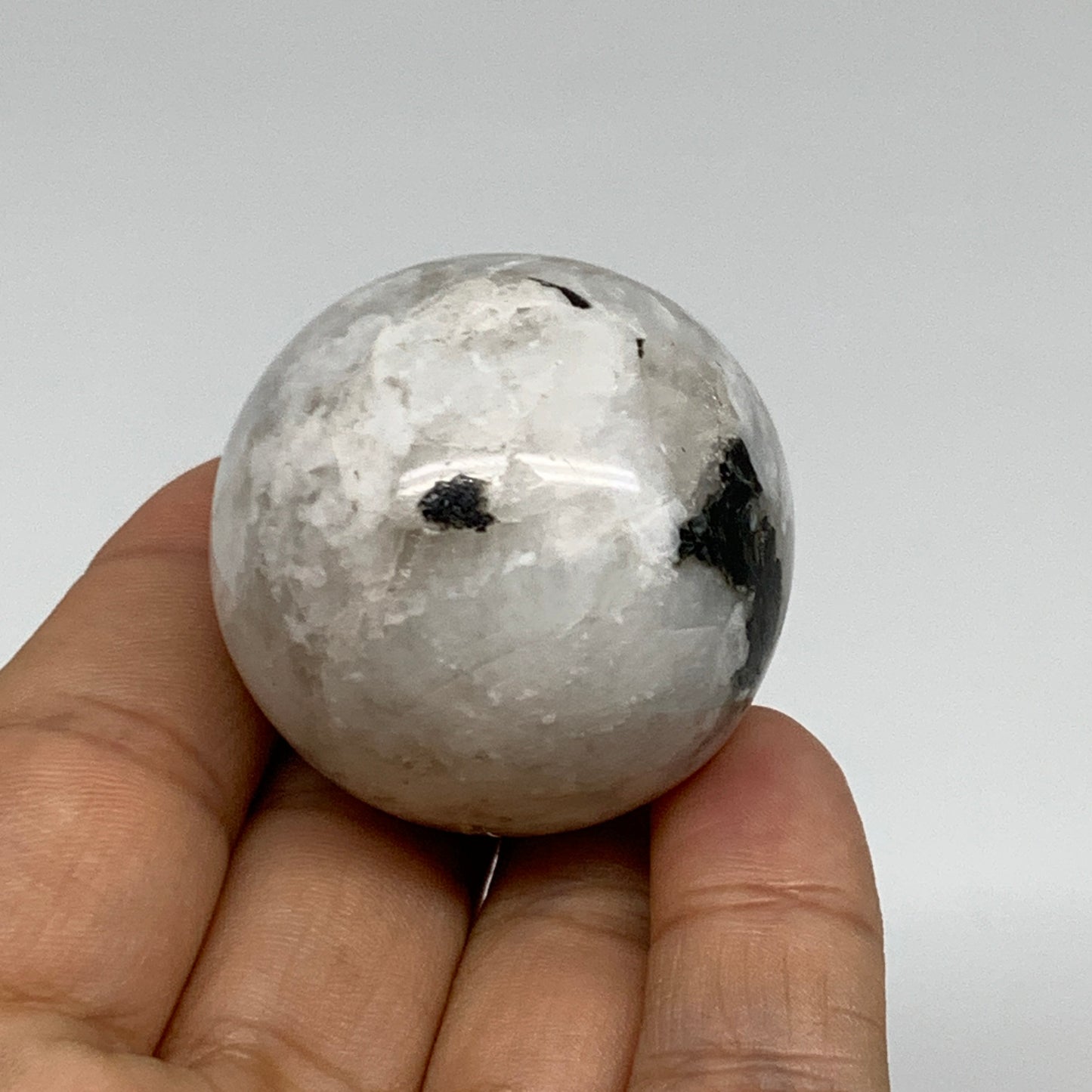 76.6g, 1.5"(39mm), Natural Rainbow Moonstone Sphere Ball Gemstone, B35152