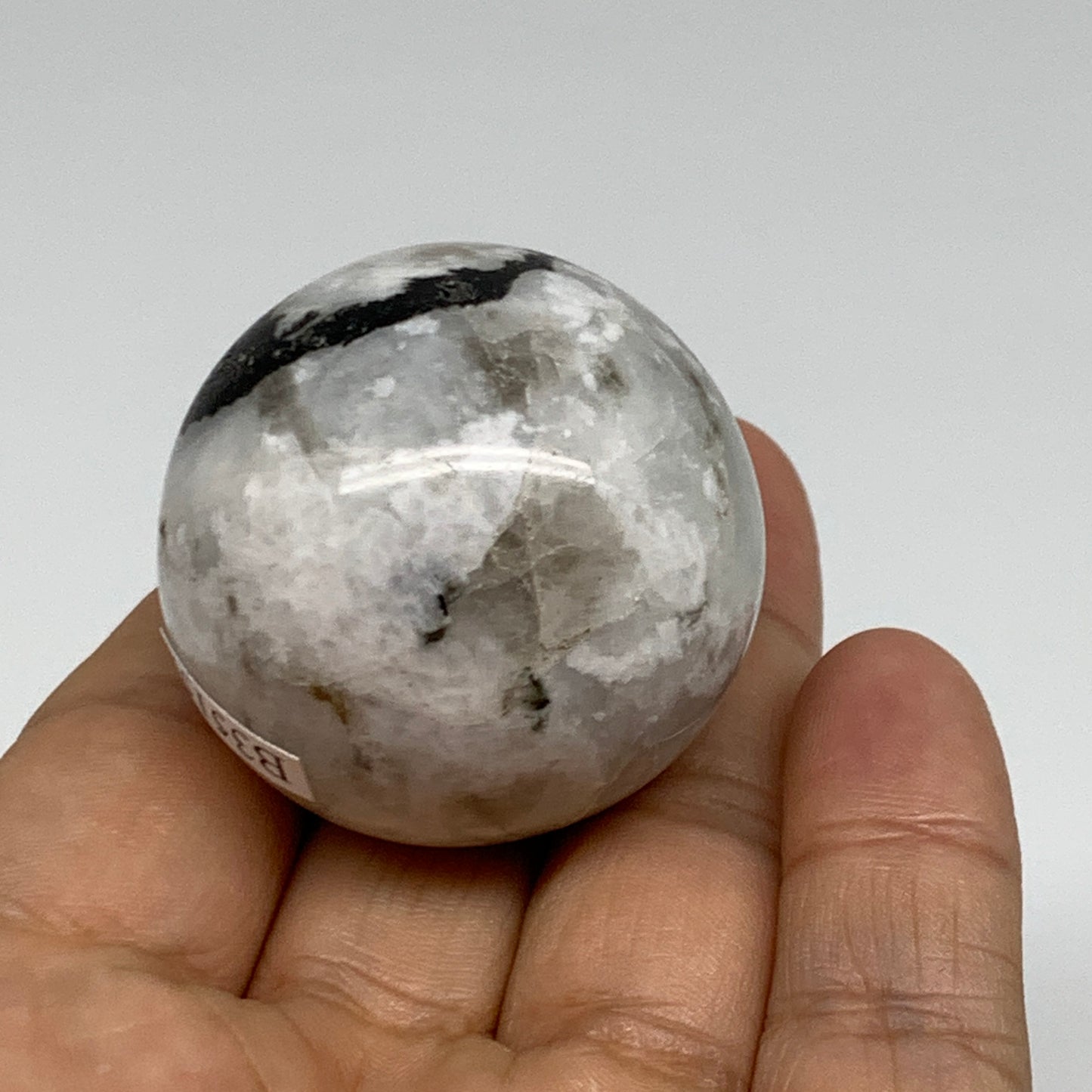 76.6g, 1.5"(39mm), Natural Rainbow Moonstone Sphere Ball Gemstone, B35152