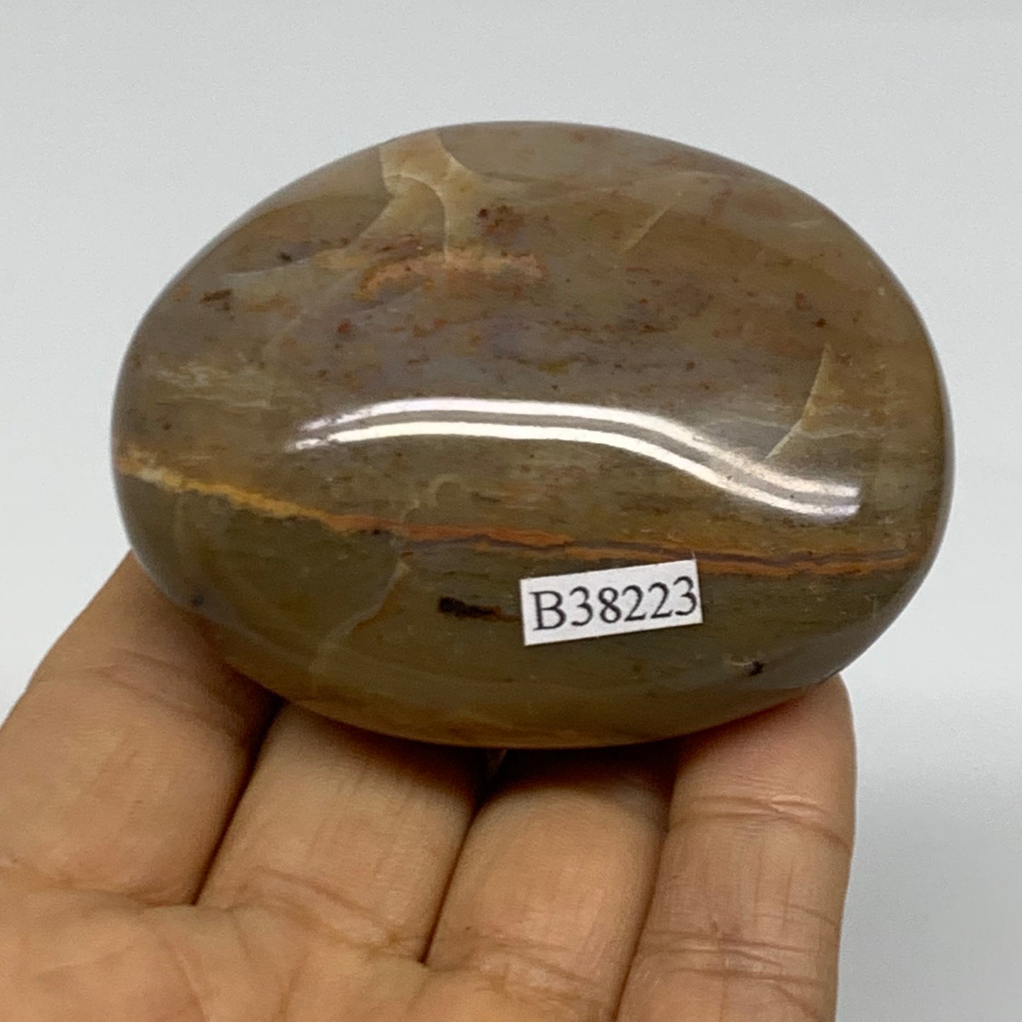 157.3g, 2.7"x2.1"x1.3" Natural Ocean Jasper Palm-Stone Orbicular Jasper, B38223