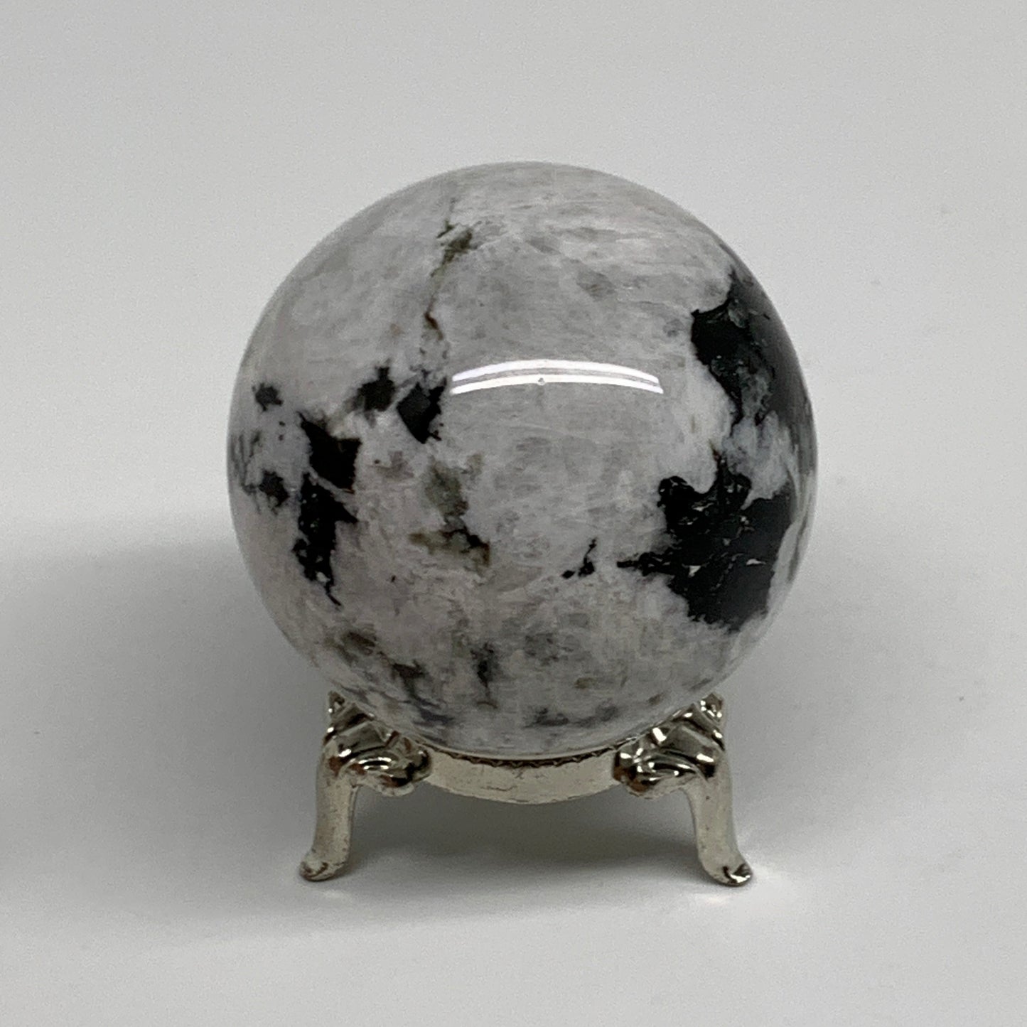 201.3g, 2.1"(52mm), Natural Rainbow Moonstone Sphere Ball Gemstone, B34365