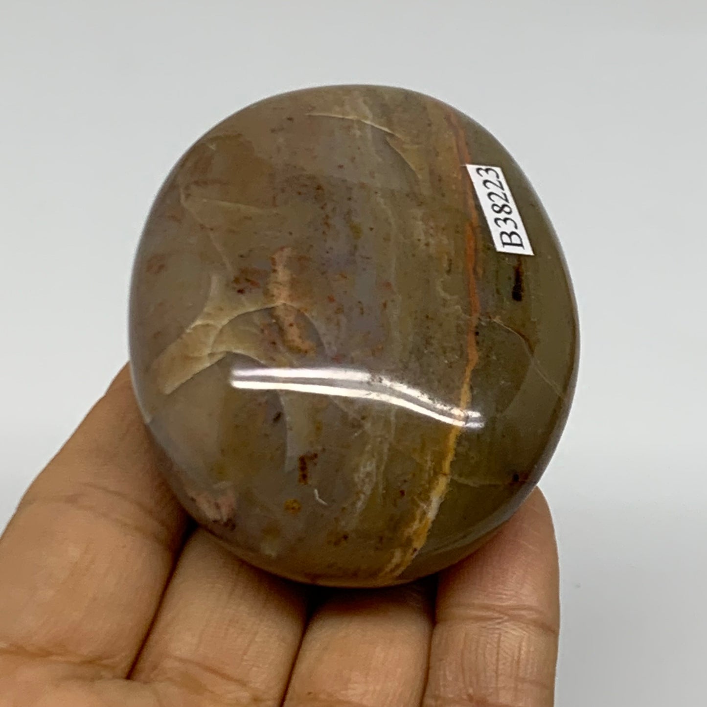 157.3g, 2.7"x2.1"x1.3" Natural Ocean Jasper Palm-Stone Orbicular Jasper, B38223