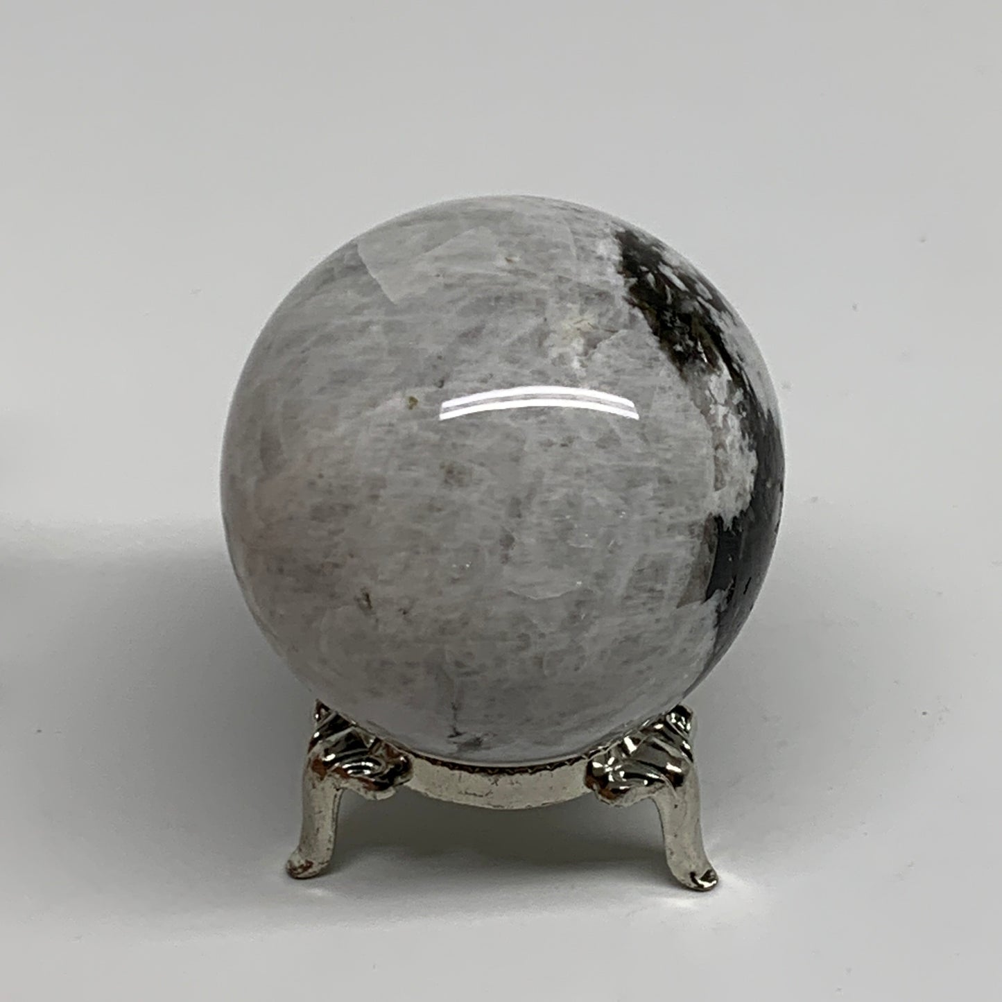 201.3g, 2.1"(52mm), Natural Rainbow Moonstone Sphere Ball Gemstone, B34365